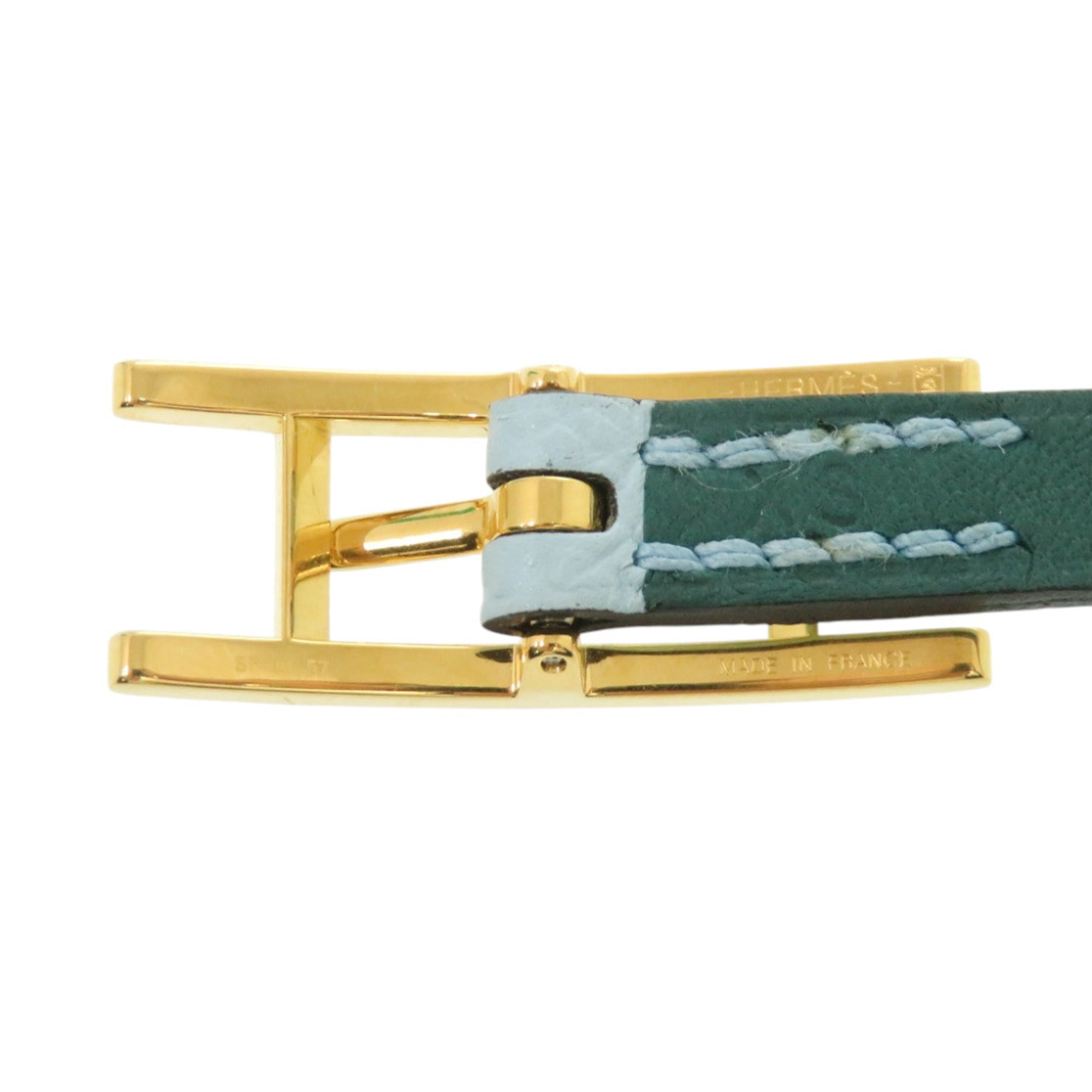 Hermes Double Strand Behapi Tour Bracelet, Veau Swift and Epsom Leather, Light Blue Green, 1484HERMES — Like New