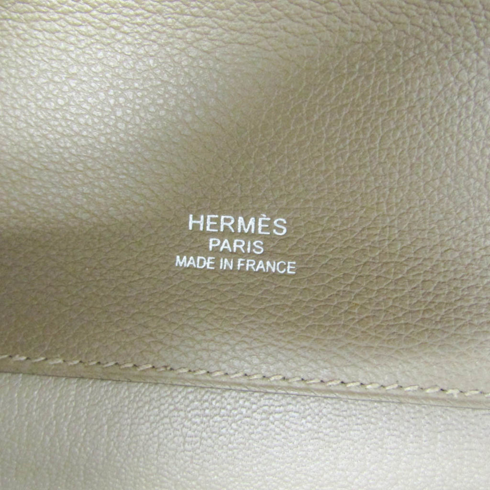Hermes Sac A Depeche Men's Taurillon Clemence Leather Briefcase,Document Case Etoupe Gray — Like New