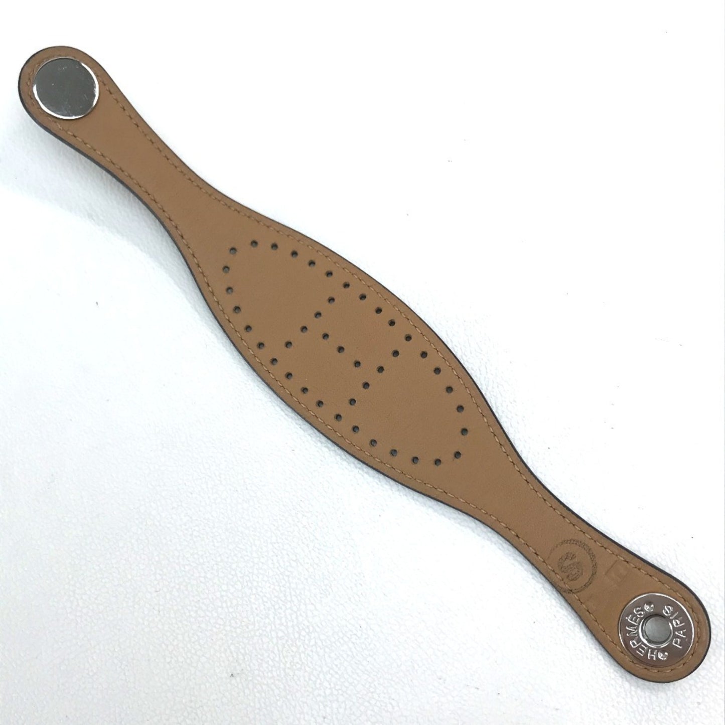 HERMES Evelyn Punched Leather Bracelet, Unisex, Black/Brown