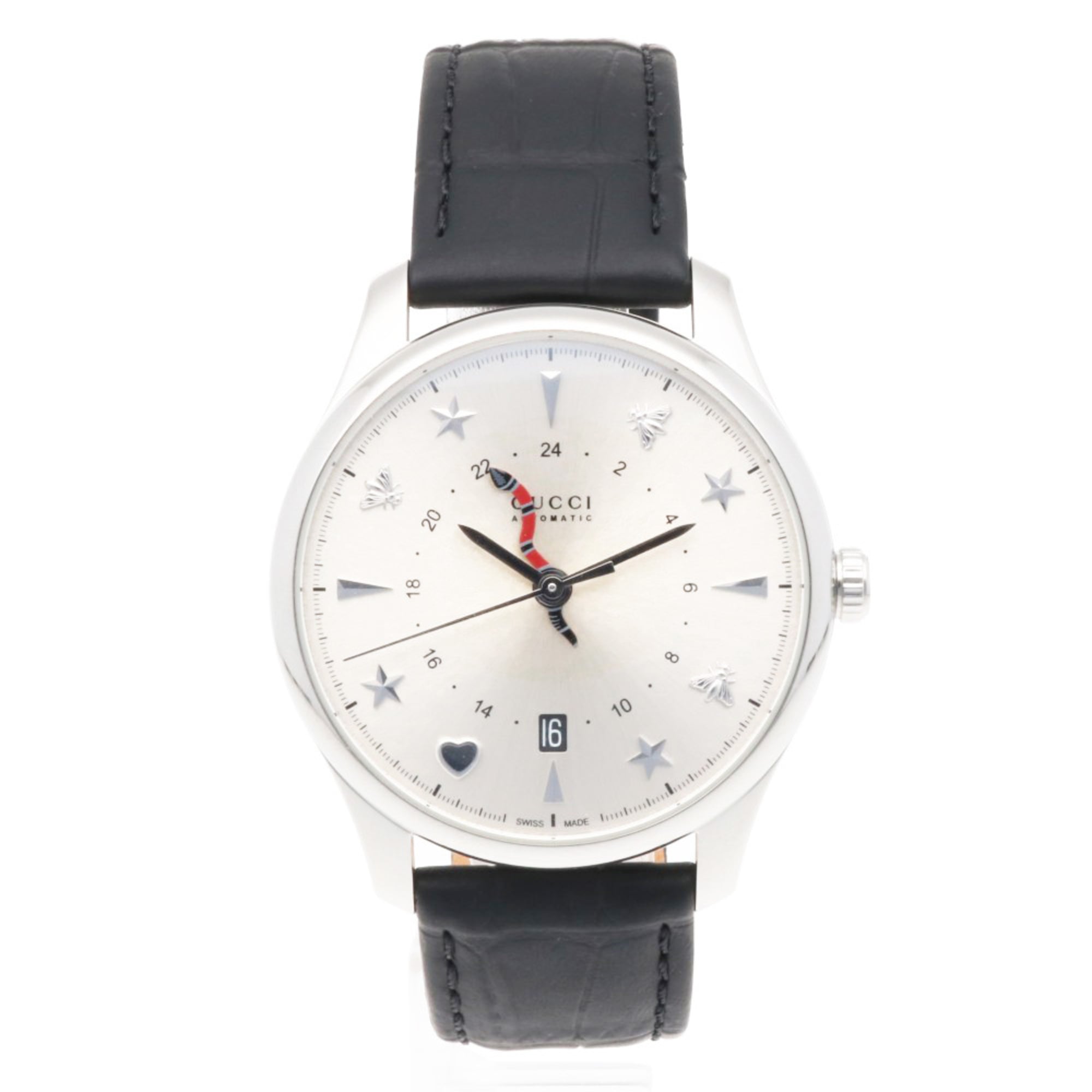 Gucci G-Timeless Watch, Stainless Steel, 126.3, Automatic Winding, Overhauled, Polished, Men's, Used, GUCCI, Bee, Heart, Star — Good