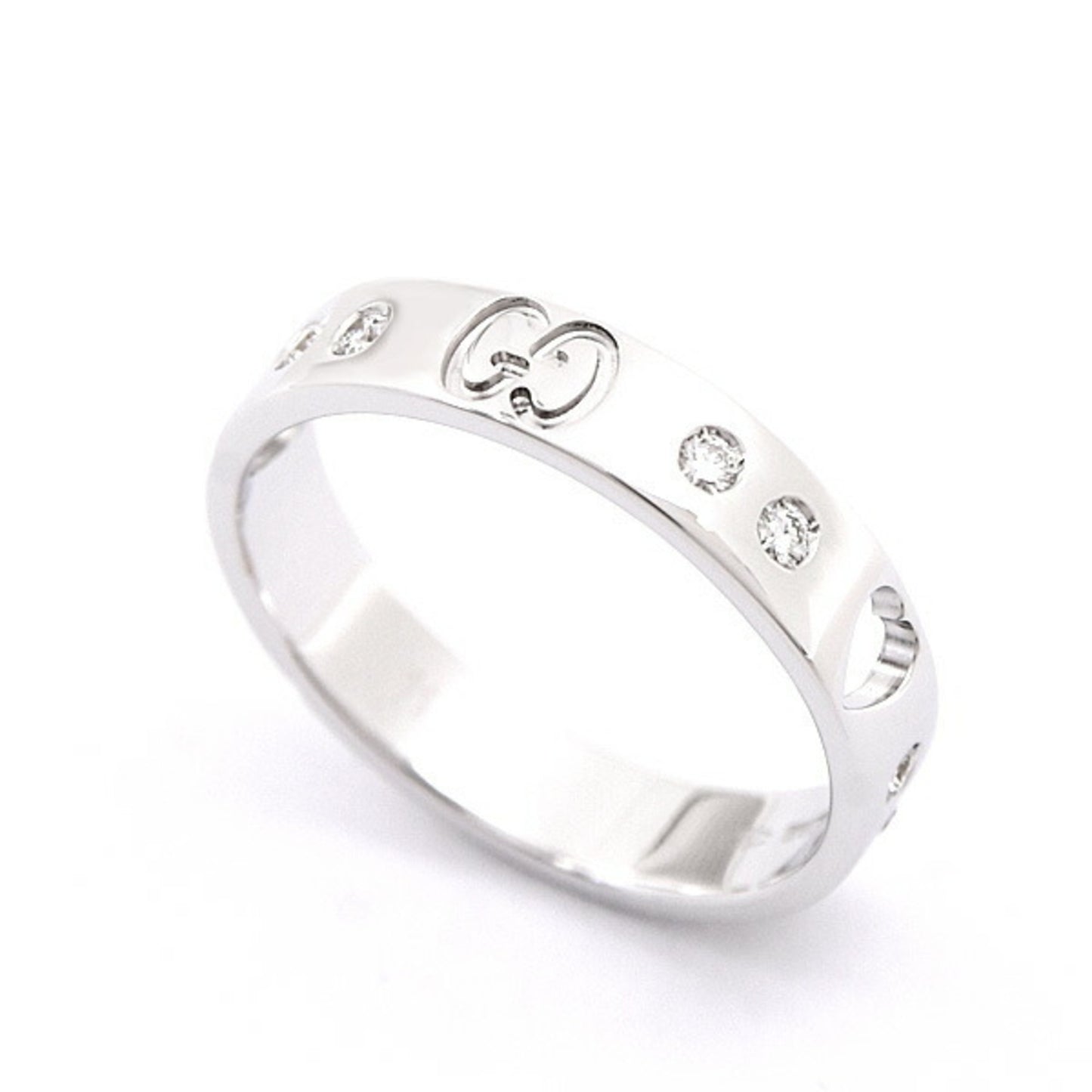 Gucci Ring for Women Icon Amour Heart 10P Diamond 11 White Gold GUCCI 750WG