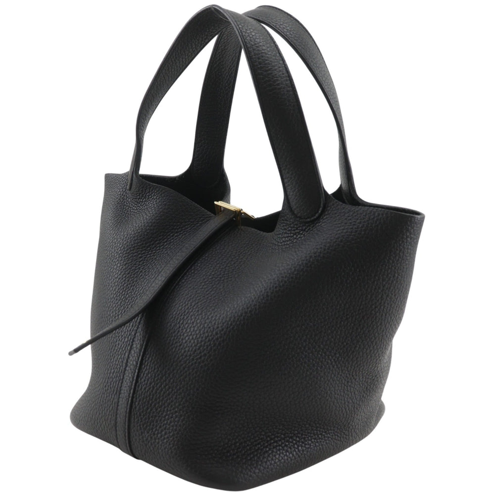 Hermes Picotin Lock 22 MM Handbag, Taurillon Clemence Leather, 2022 Model, Black, U-shaped Belt Buckle, Women's — Like New