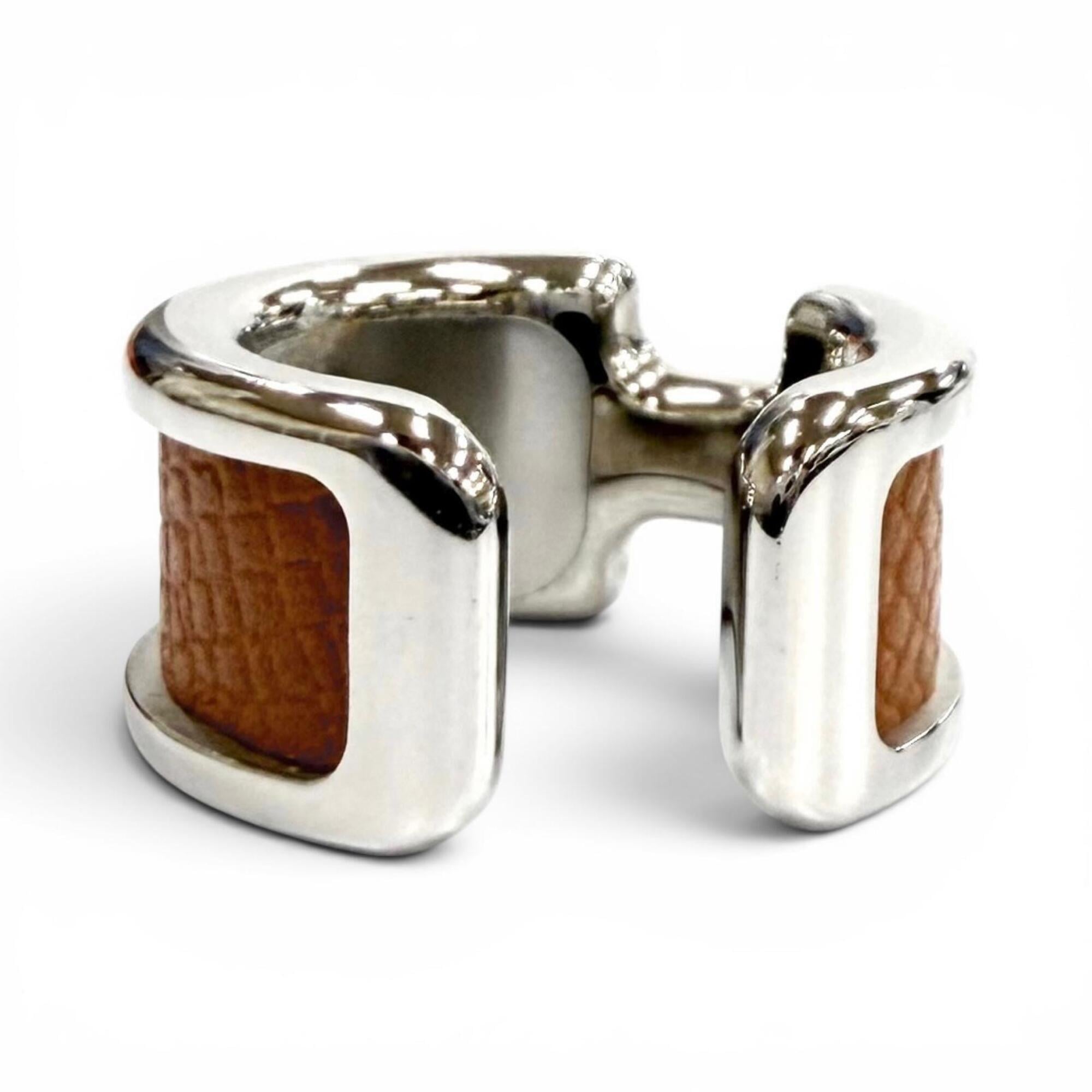 HERMES Olympe PM Ear Cuff, Gold, Veau Epsom Leather, Silver Hardware, Made in France, Women's, Comes with Box and Dust Bag — Like New