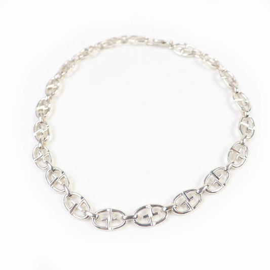 Vintage GUCCI 925 Tom Ford-era Double G Anchor Chain Choker in Silver, Made Italy, with Case, Weight 40.7g, Women's