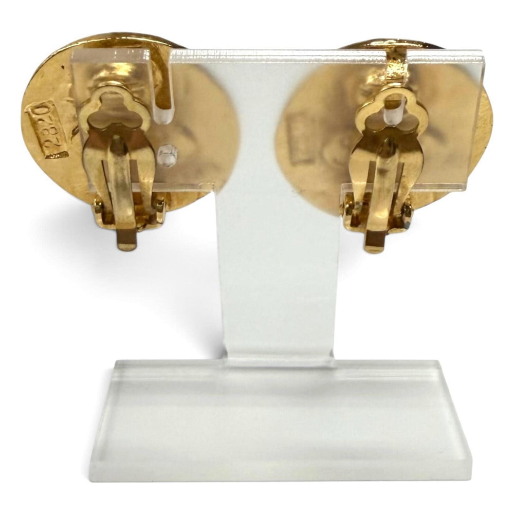 CHANEL Vintage 28 Coco Mark Logo Earrings, Gold, Made in France, Women's — Like New