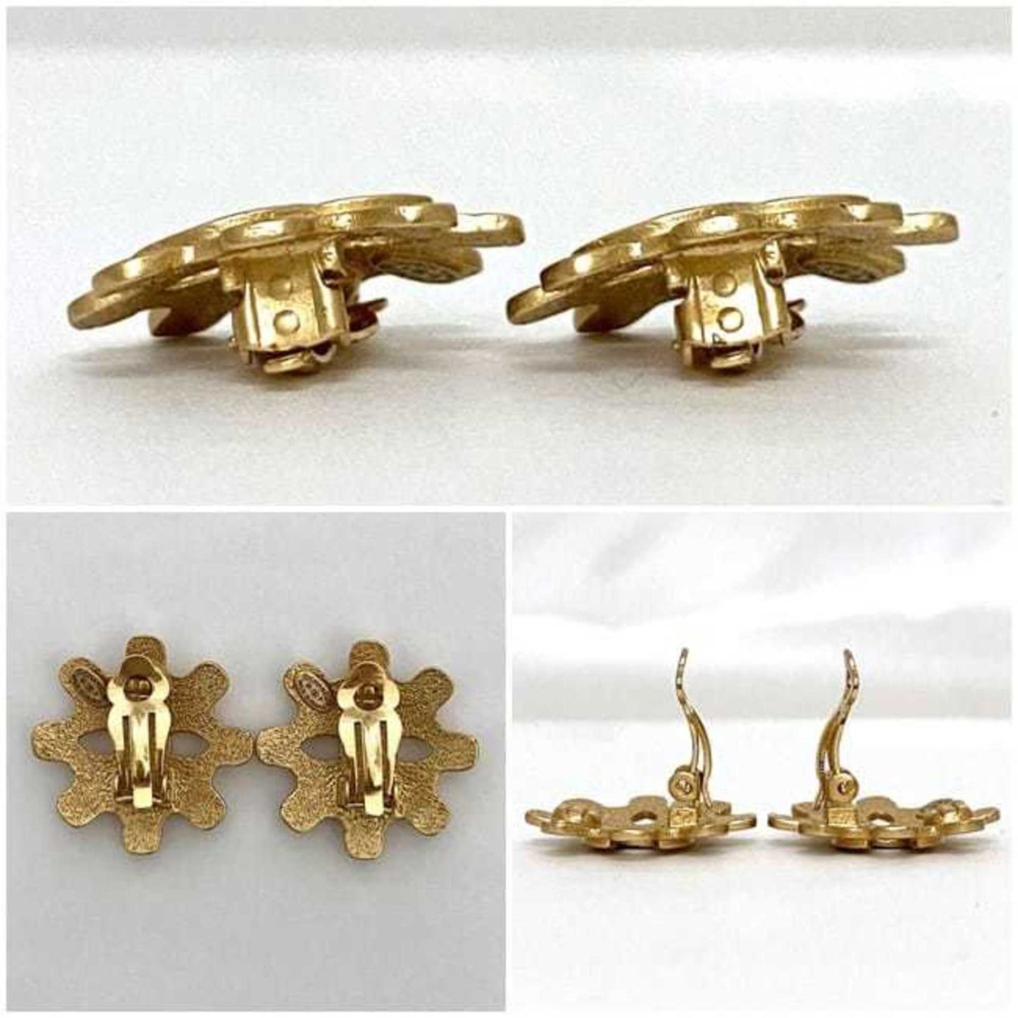Chanel Earrings f-22316 Gold Coco Mark GP 95 P CHANEL Women's Men's Ear Point Engraved Clip