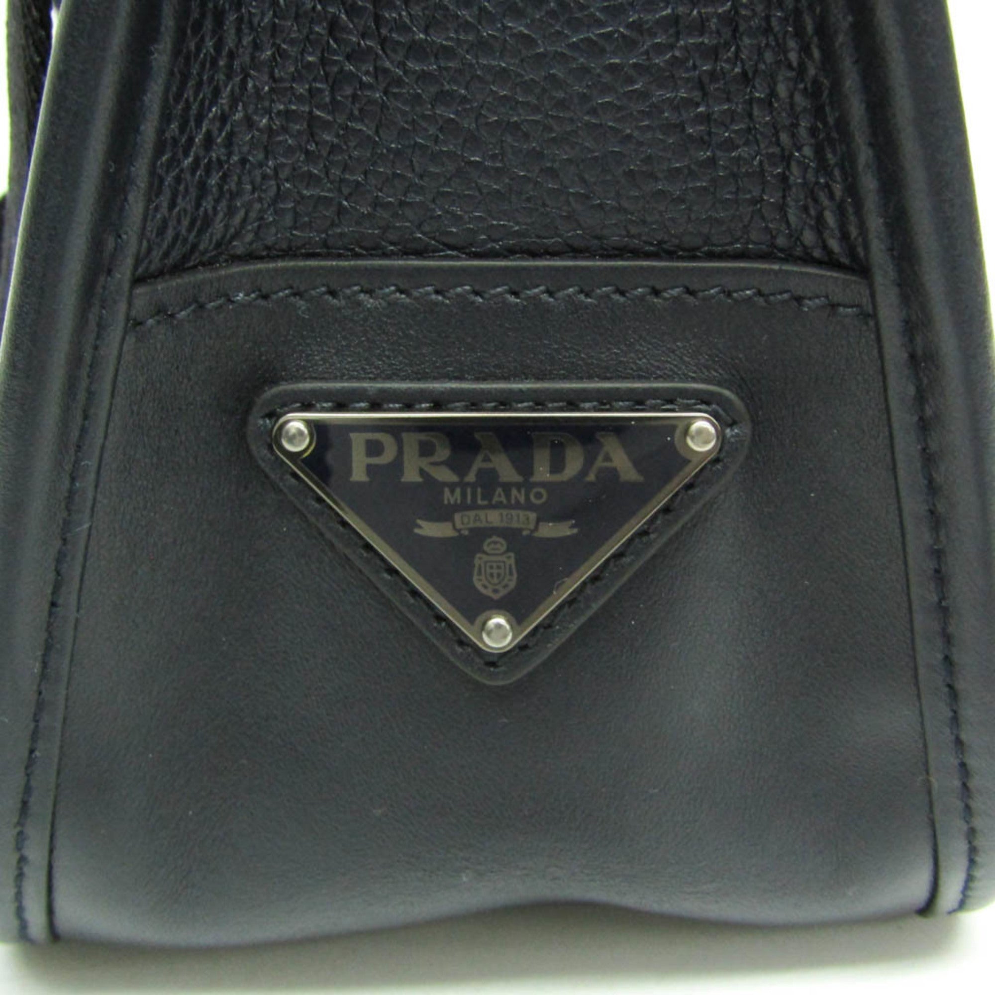 Prada 2VH047 Men's Leather Messenger Bag,Shoulder Bag Black,Dark Navy — Like New