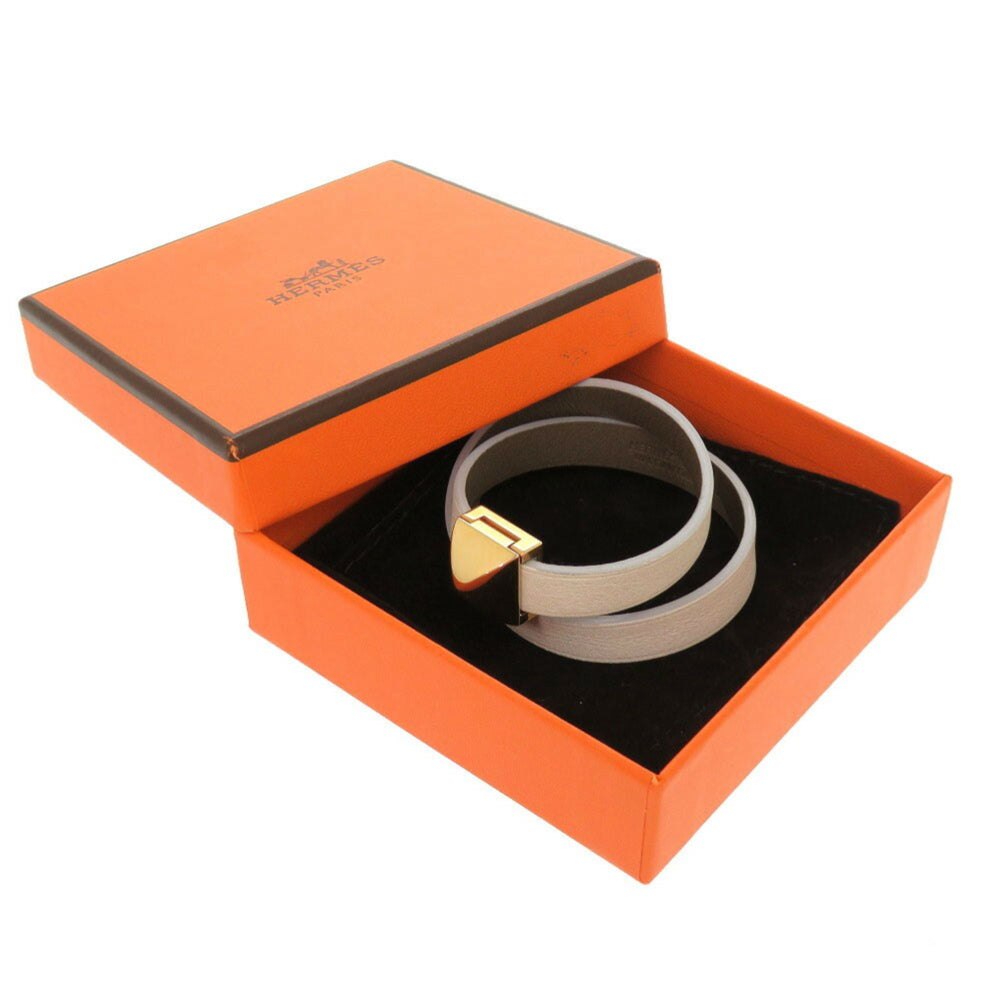Hermes Medor Double Tour Leather White Bracelet 0030 HERMES — Like New