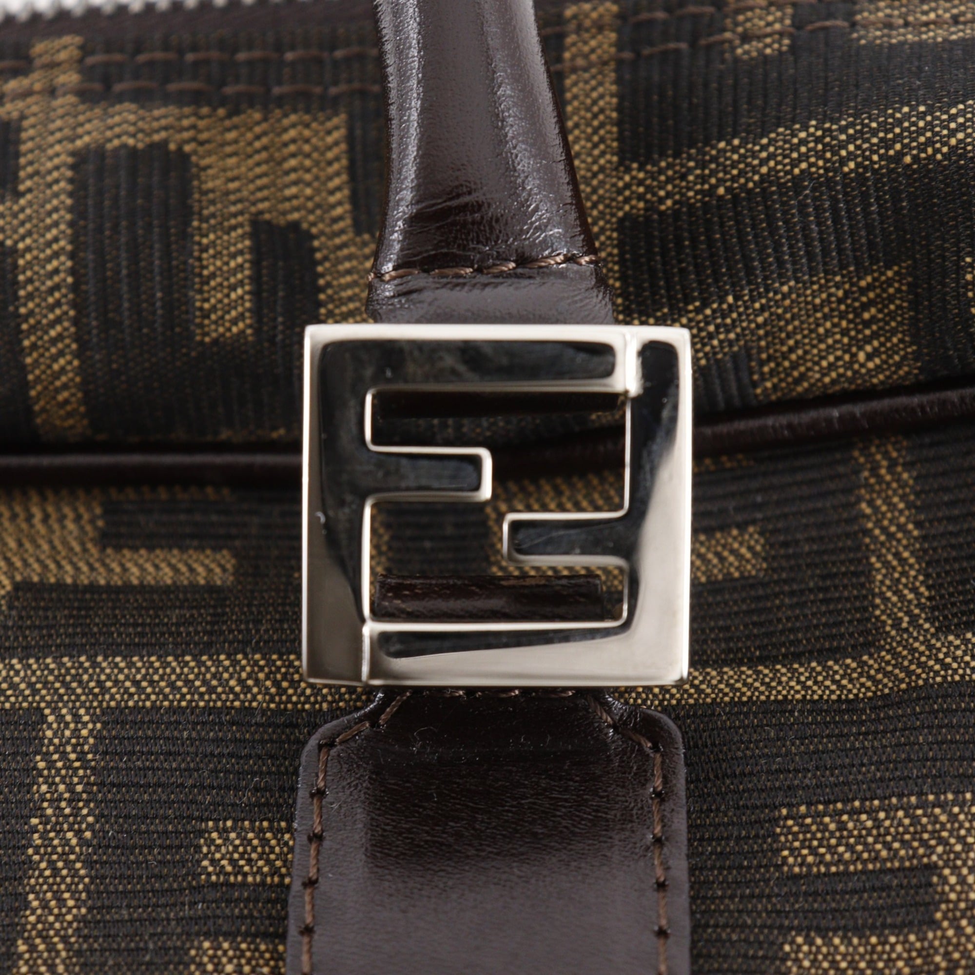 Fendi Zucca Business Bag, 2-Way Shoulder Nylon Canvas, Brown, 2-Way, A4 Size, Unisex — Like New
