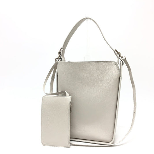 BALENCIAGA 659920 North South 2-Way Shoulder Bag in White Leather