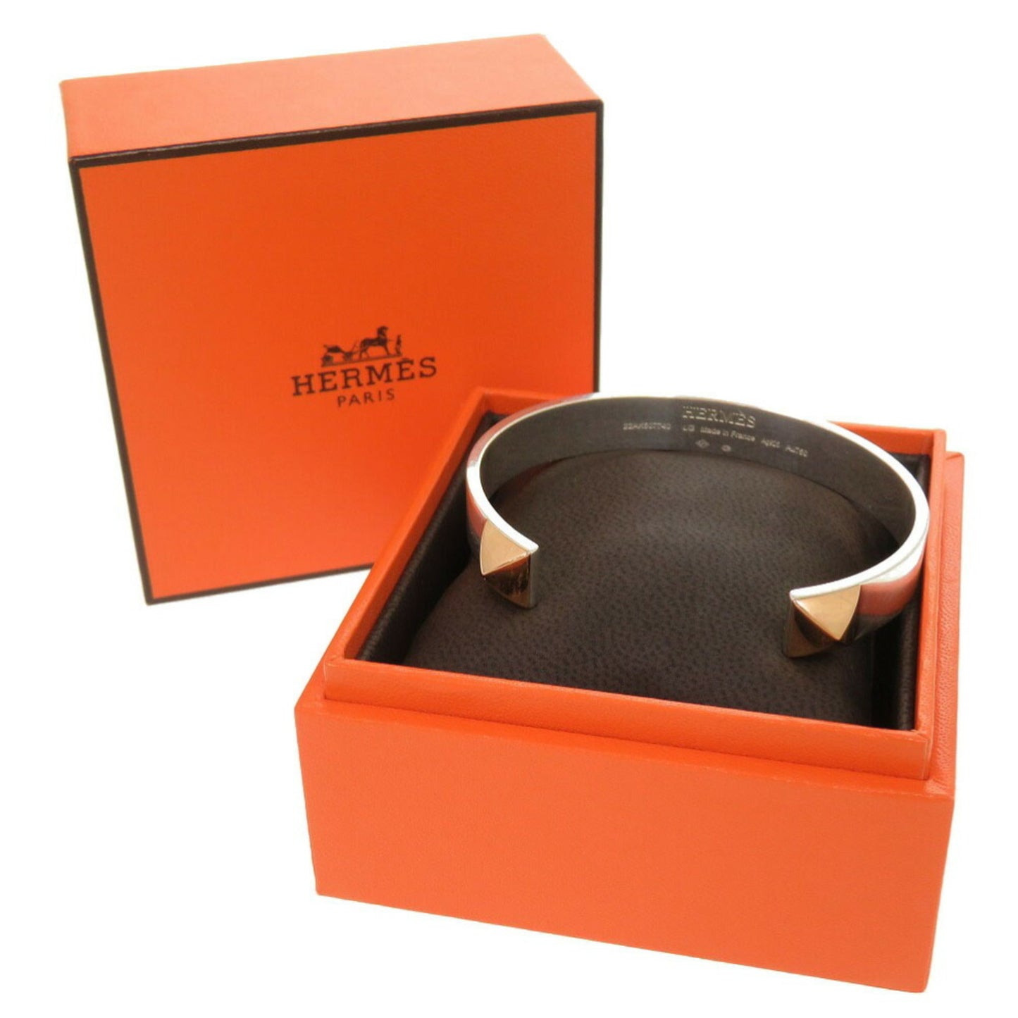 Hermes Crew de H Jonque 2 H121455B Silver 925 18KPG Bracelet Bangle 0212HERMES