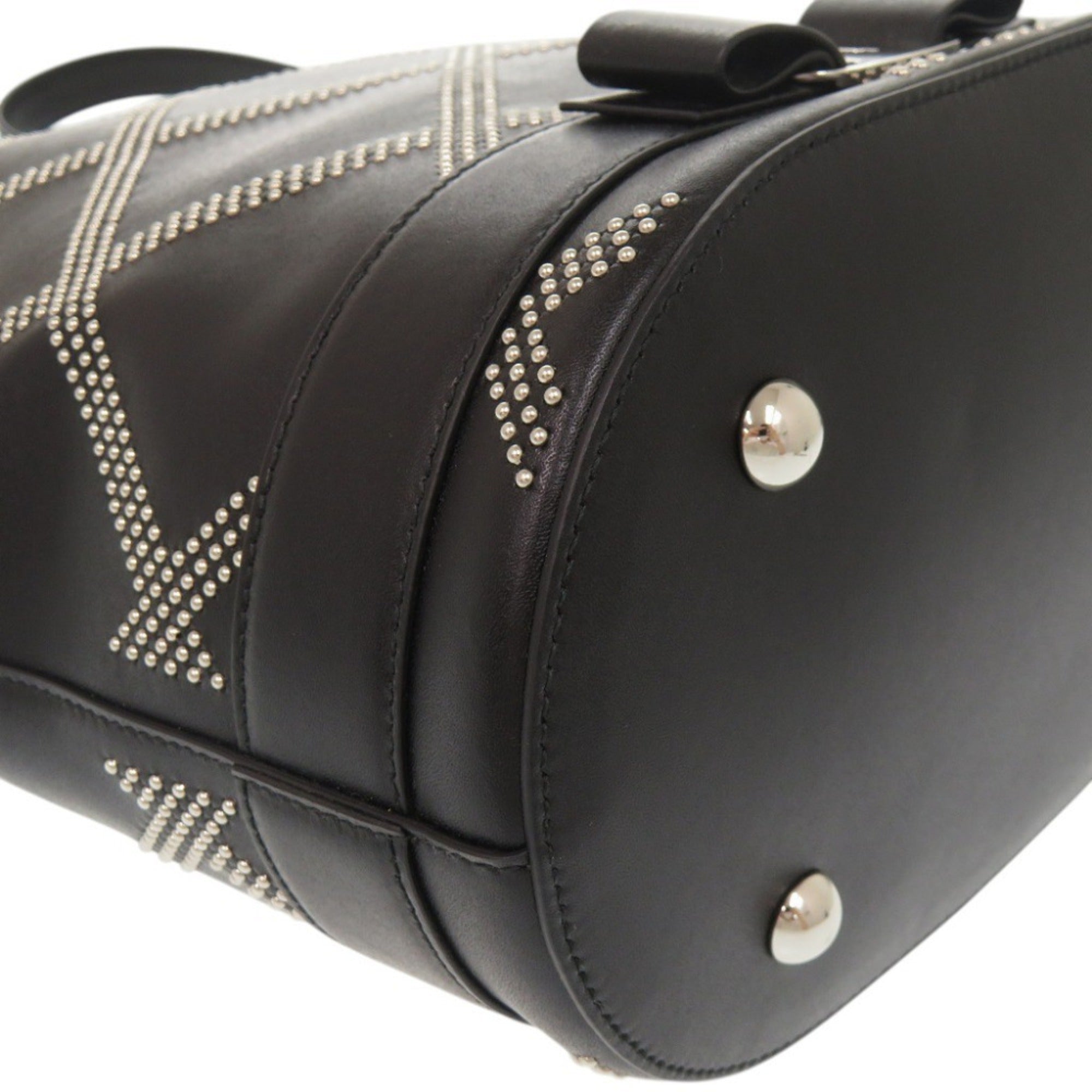 Salvatore Ferragamo Vara Ribbon Studded Bucket Bag, Leather, Black, 2-Way Handbag/Shoulder 0772Salvatore — Like New