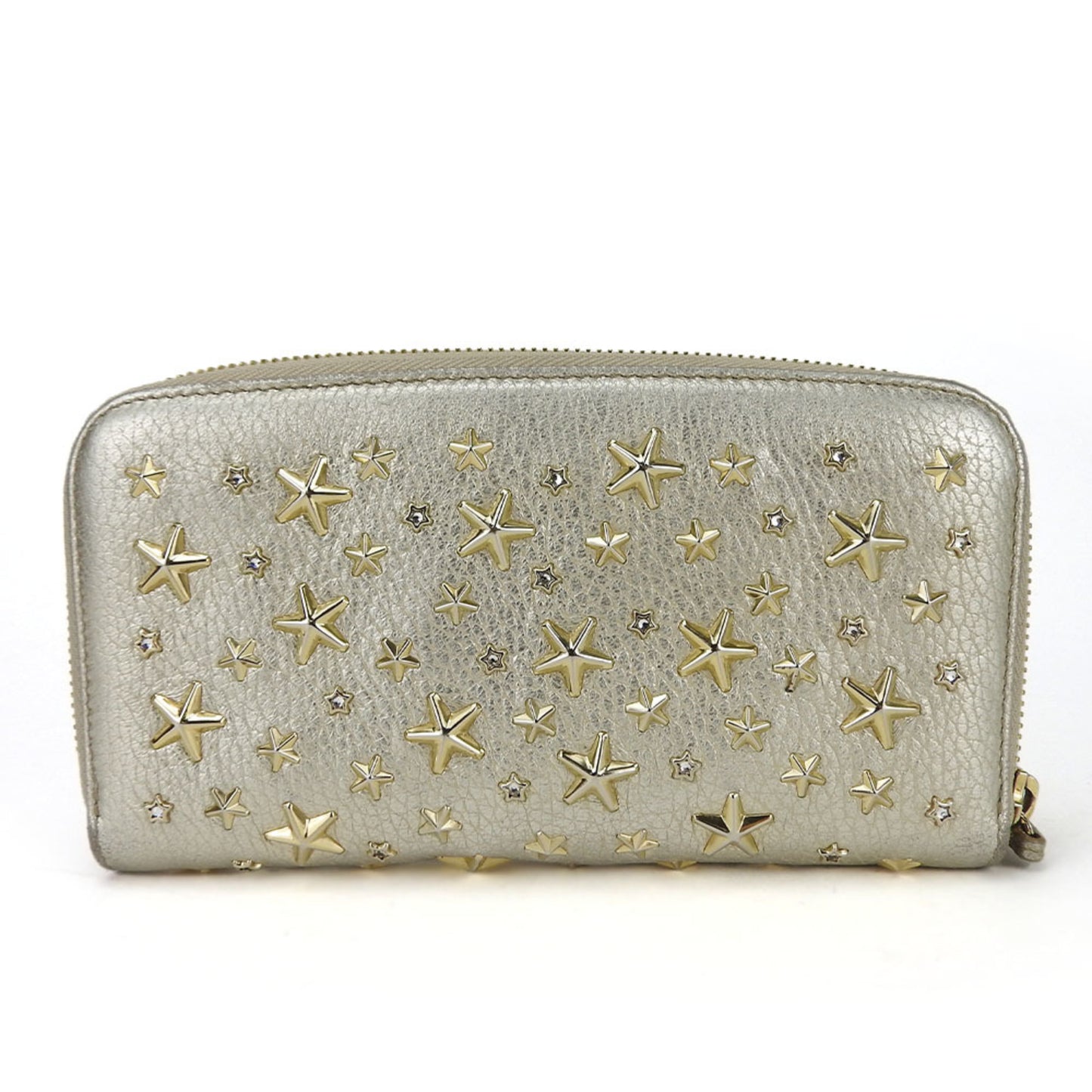 Jimmy Choo Long Wallet Leather Champagne Gold Star Studs Crystal Round Ladies JIMMY CHOO