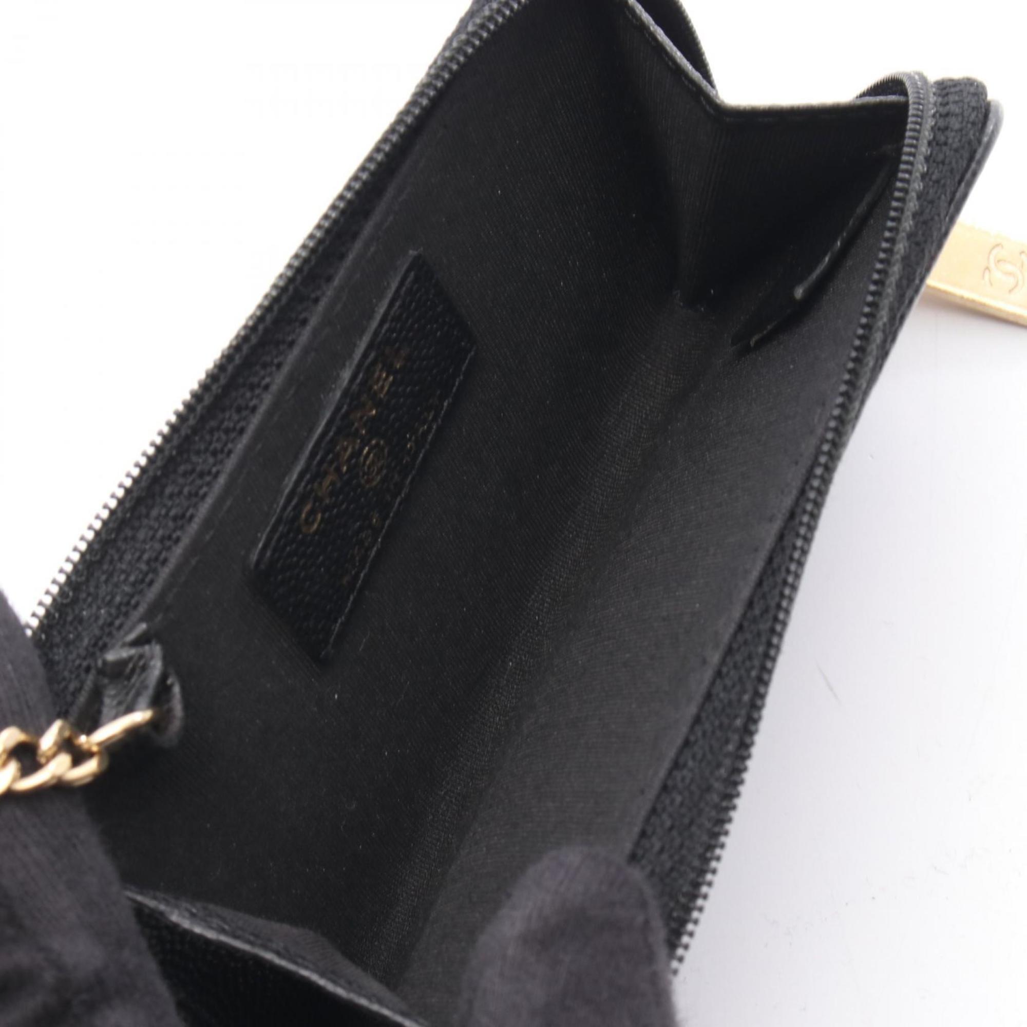 Chanel Coco Mark Wallet with Coin Purse, Grained Calfskin Leather, Women's, Black