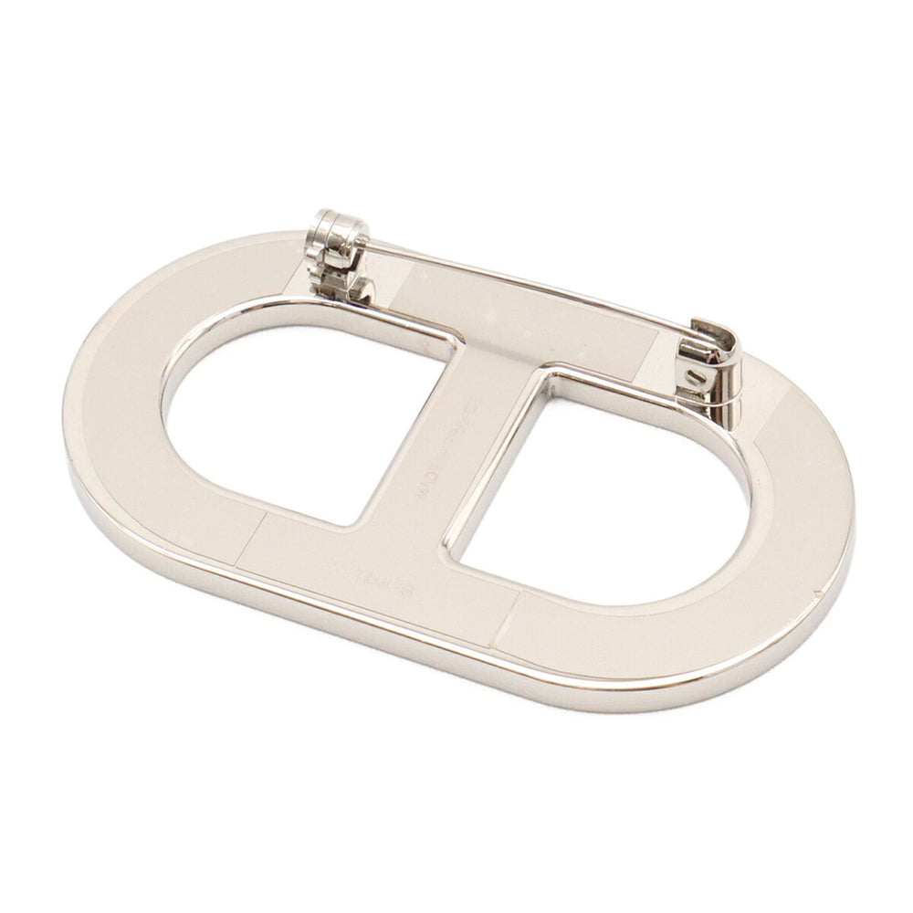 HERMES Chaine d'Ancre pin brooch, Veau Epsom leather, metal, black — Like New