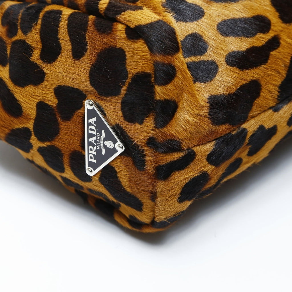 Prada pony leopard print handbag in brown