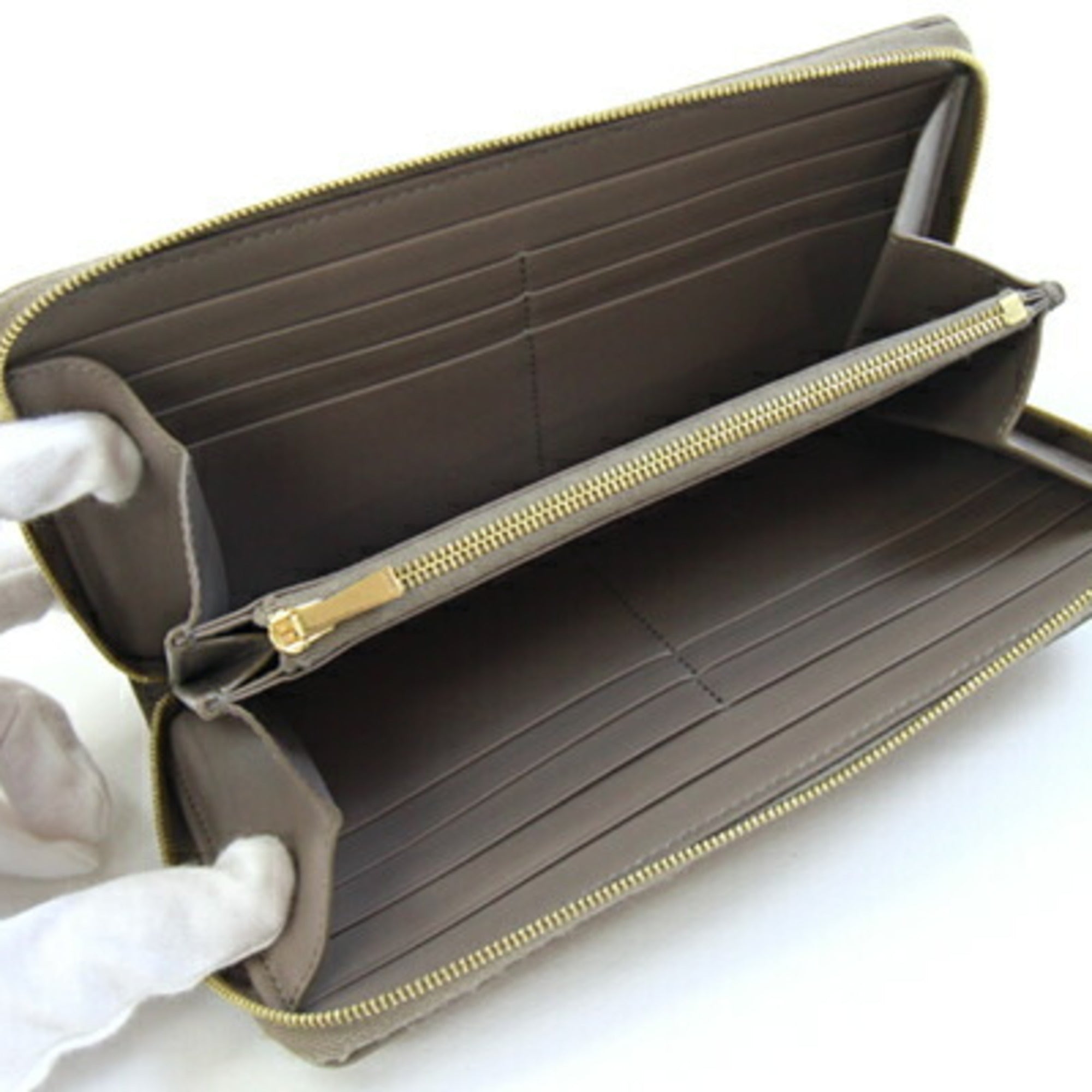 Celine Large Zip Wallet 10B553BEL.10BL Greige Leather Round Zipper Women's CELINE