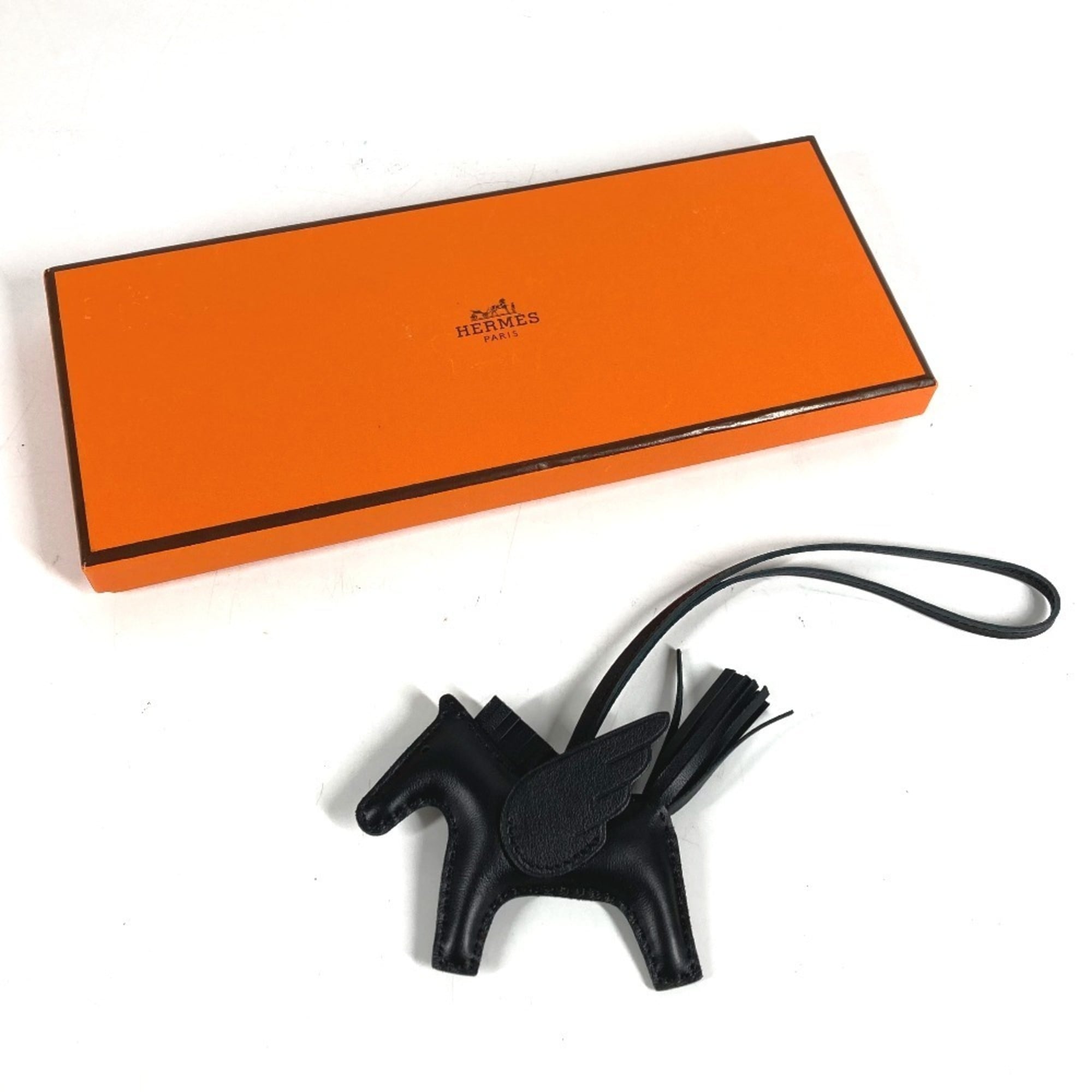 HERMES Hermes Horse Keychain Cheval Rodeo Pegasus PM Accessory Bag Charm So Black All Agneau Milo Men's Women's Like New — Like New