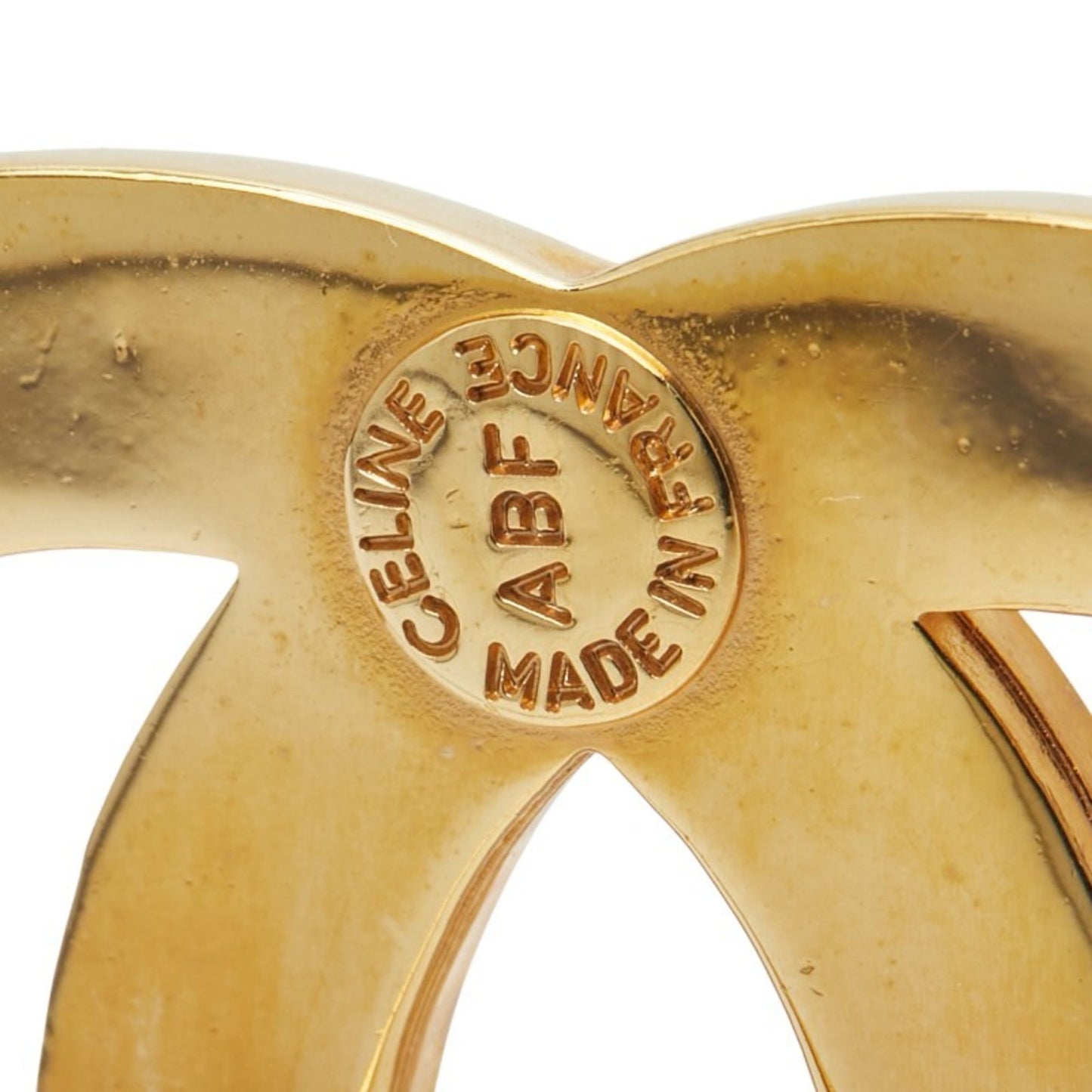 Celine Circle Logo Rhinestone Brooch, Gold Plated, Women's, CELINE