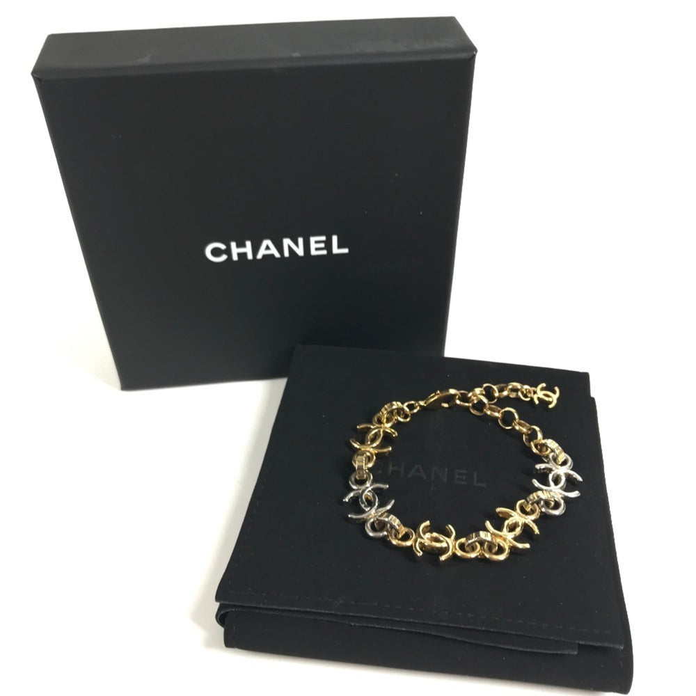 CHANEL B26P CC Coco Mark Chain Bracelet, Bicolor Accessory, Metal Women's, Gold — Like New