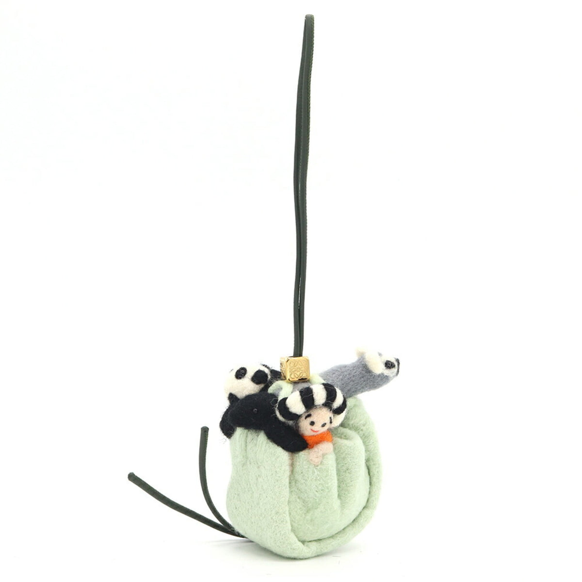 Loewe Accessory Bag Charm, Sna Fujita Collaboration, Green Felt Keychain, Japan Limited Edition, Panda, Women's LOEWE — Like New