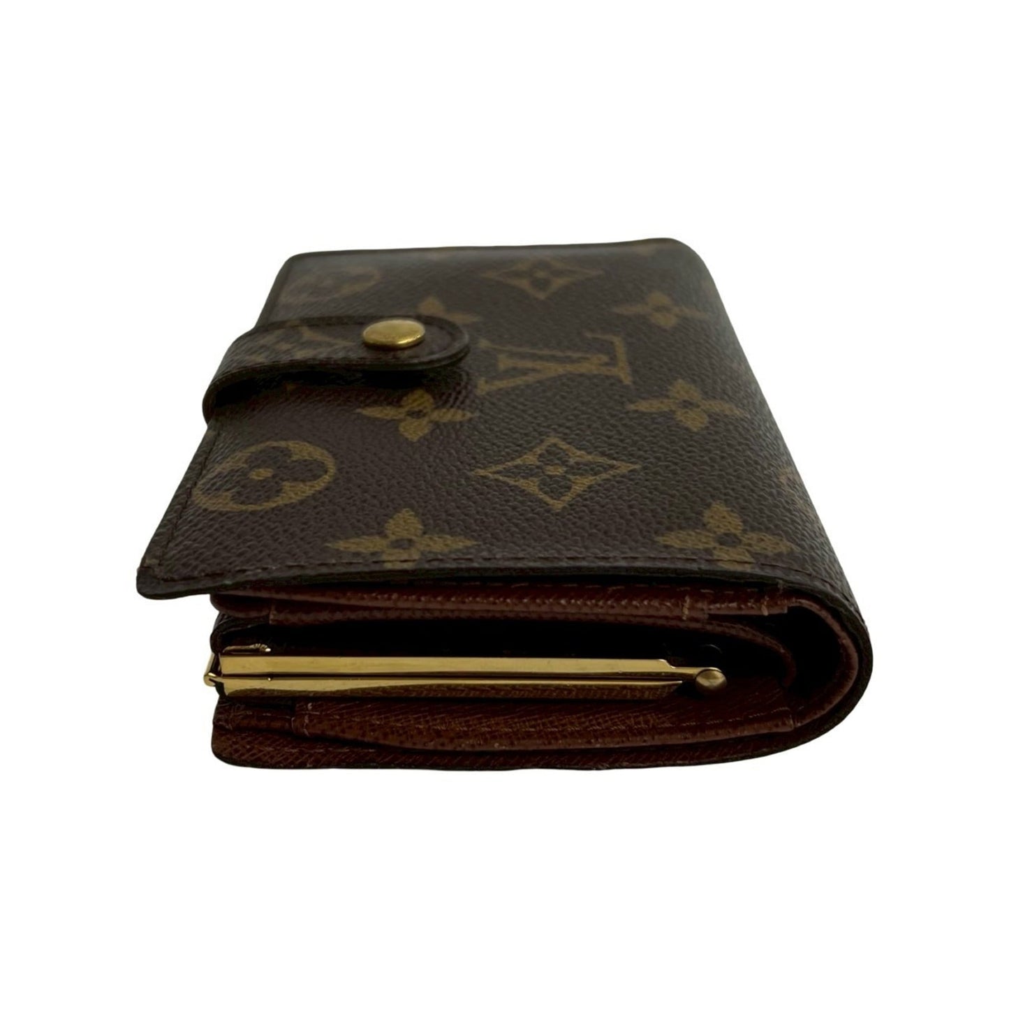 LOUIS VUITTON Louis Vuitton Portefeuille Viennois Monogram Leather Bi-fold Wallet with Clasp Closure, Brown, 34932