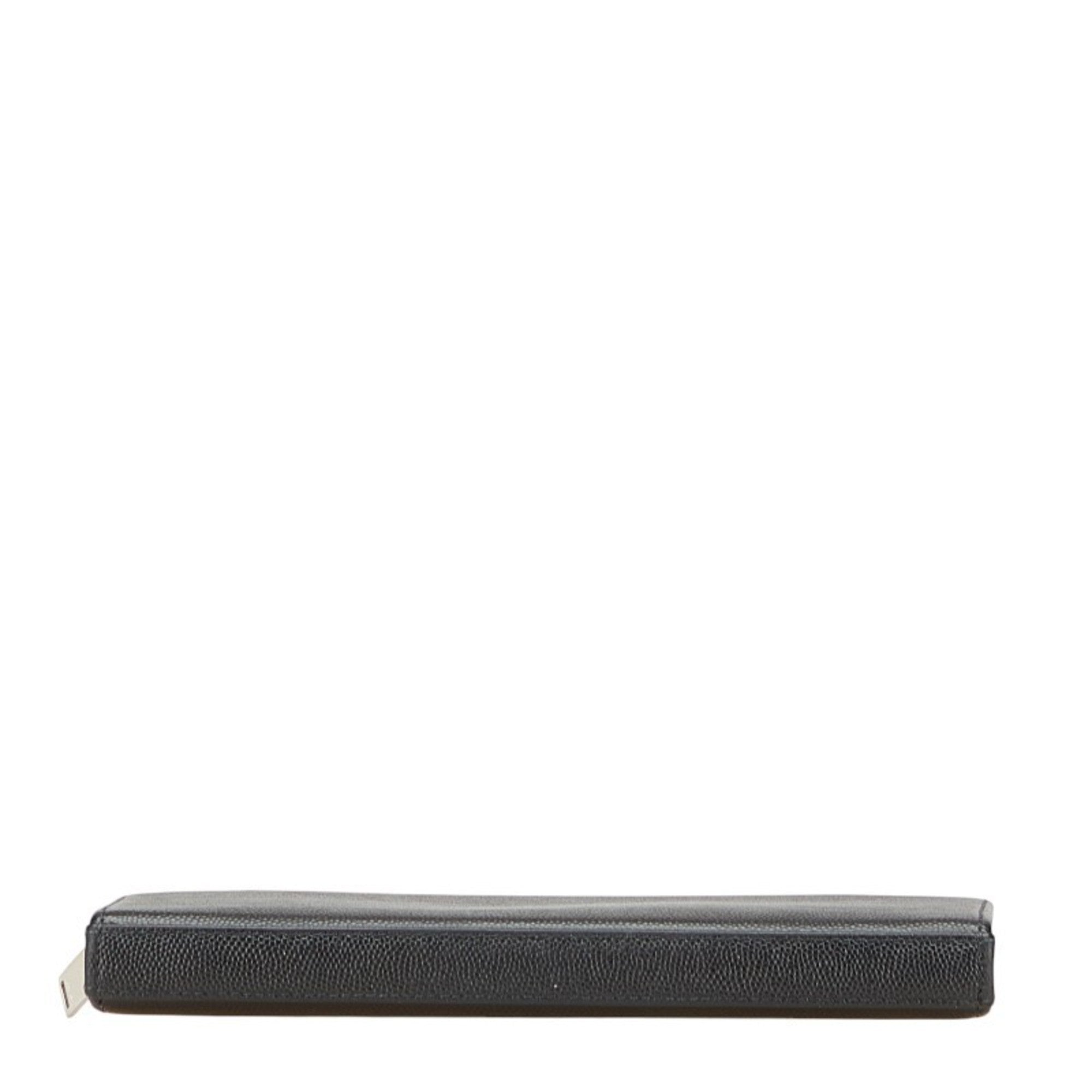 Saint Laurent logo long wallet in black leather for women.