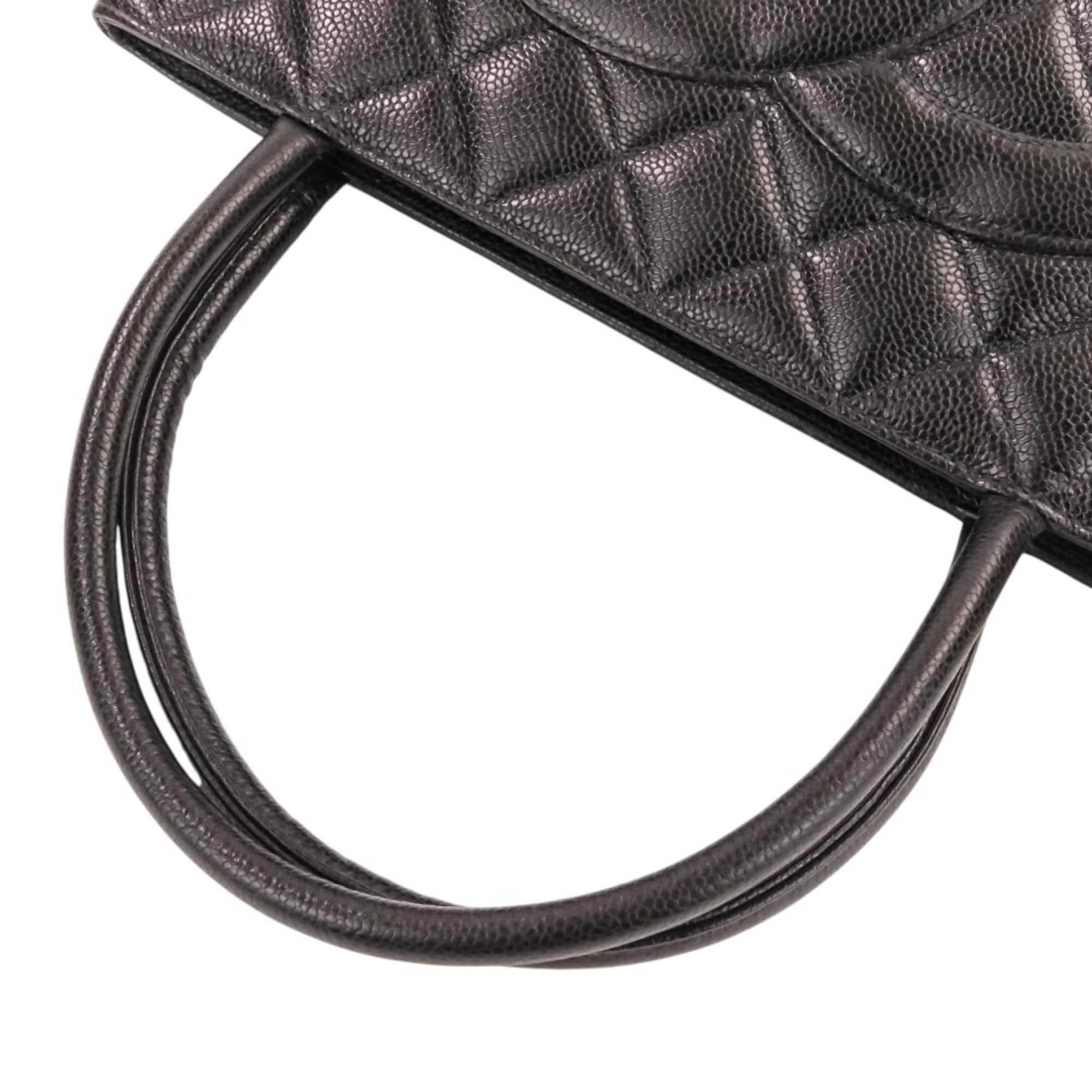 CHANEL Chanel Caviar Skin Matelassé Coco Mark Leather Reissue Tote Handbag A01804 Black Women's — Like New