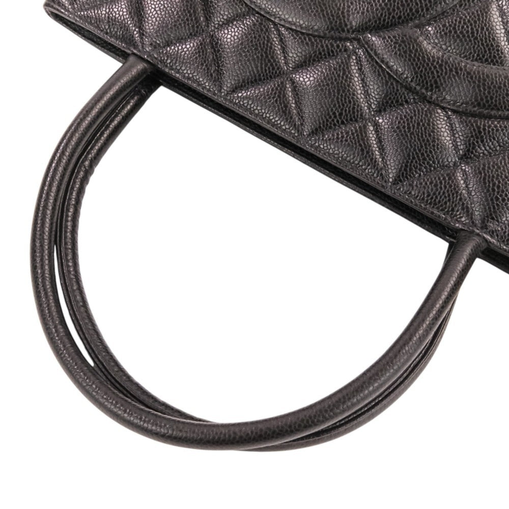 CHANEL Chanel Caviar Skin Matelassé Coco Mark Leather Reissue Tote Handbag A01804 Black Women's — Like New