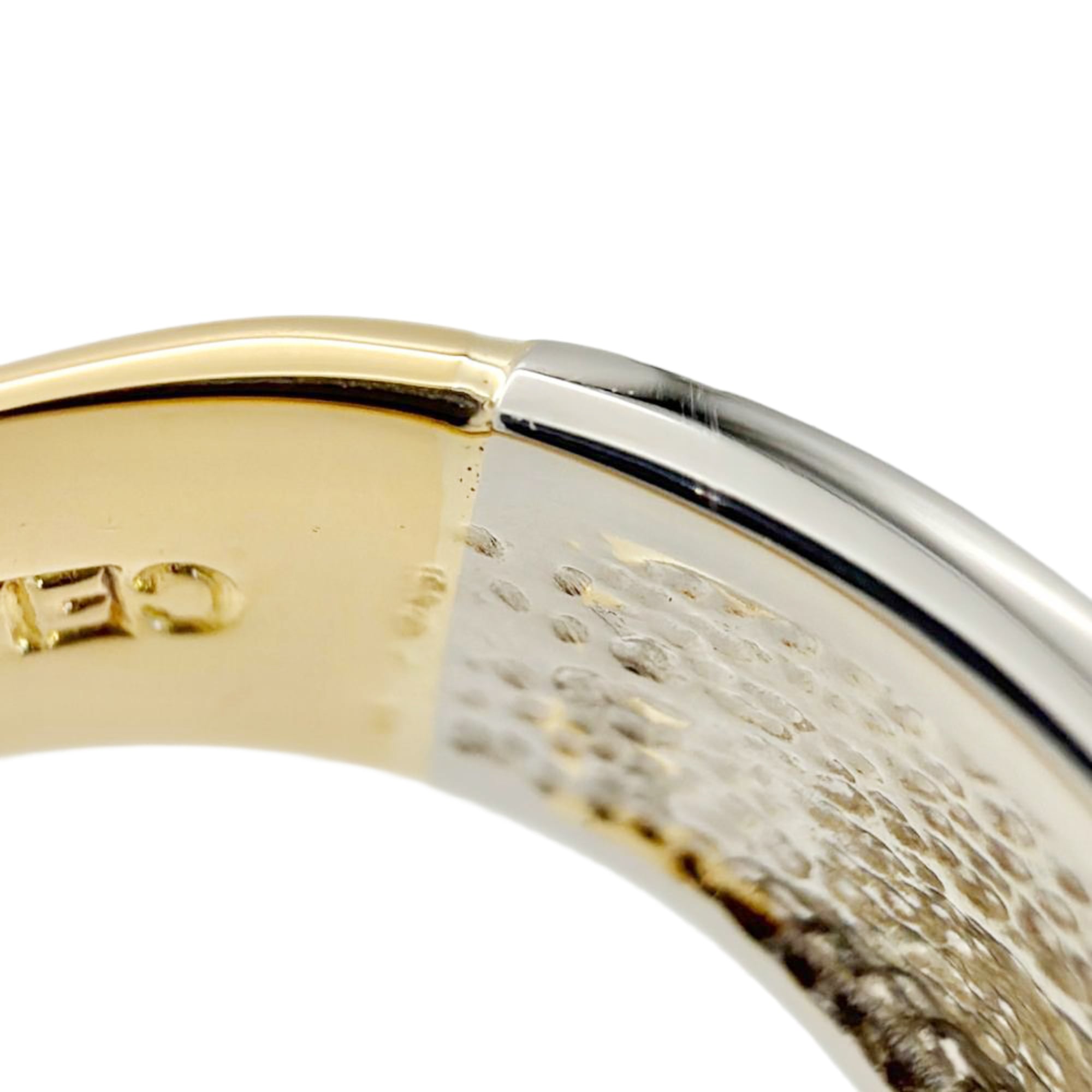 Celine Macadam Logo Bicolor Ring, Approx. 18K Yellow Gold (5.9g), Platinum 900 Combination, Women's Ring — Like New