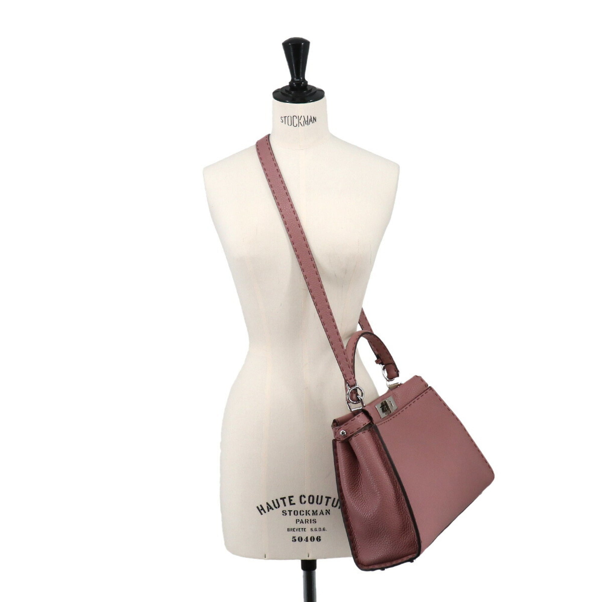 Fendi Selleria Peekaboo Regular 2-way Hand/Shoulder Handbag, Leather, Pink, 8BN290 — New - Store Return