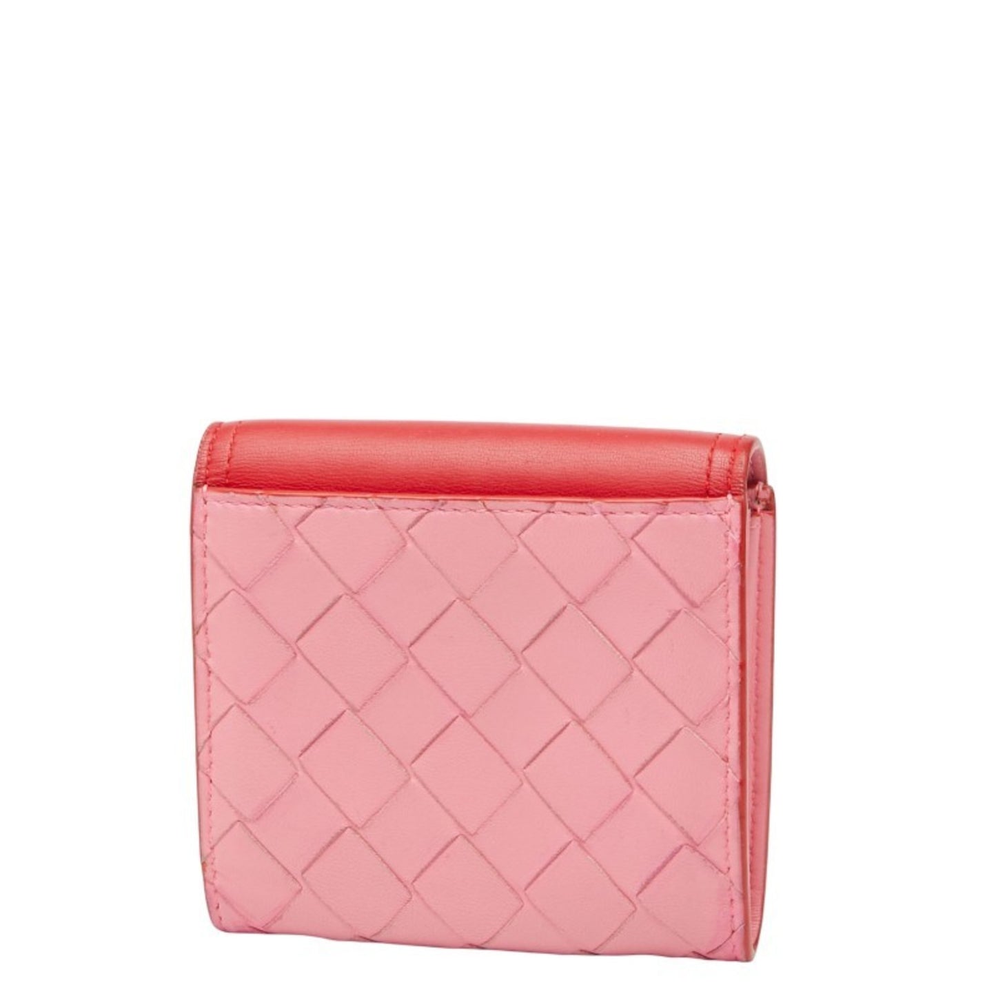 Bottega Veneta Intrecciato Bi-fold Wallet 577841 Red Pink Leather Women's BOTTEGAVENETA