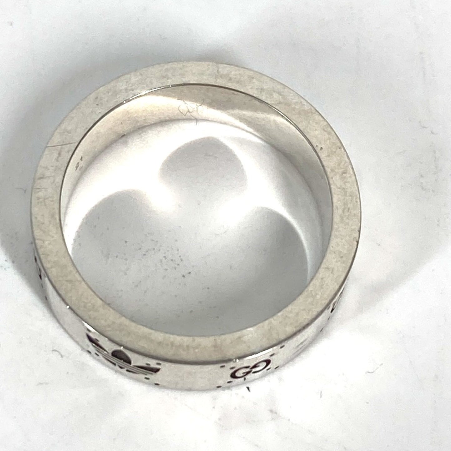 GUCCI 702766 adidas Collaboration Engraved Wide Ring, AG925 Silver, Men's, Size 19