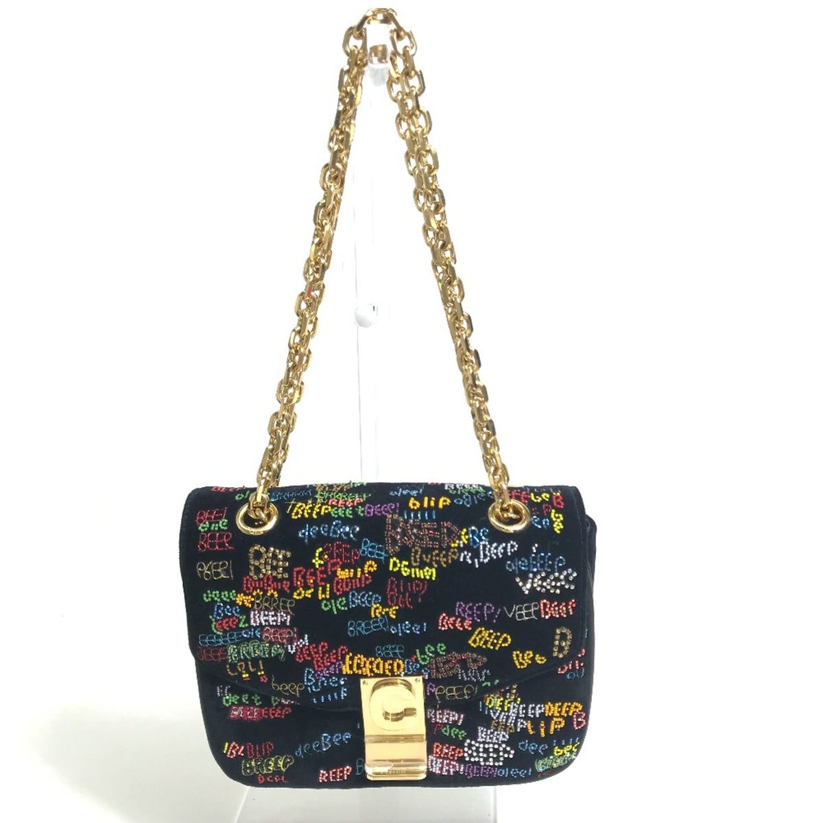 CELINE Small C Bag Chain Shoulder Bag Black x Multicolore — Like New