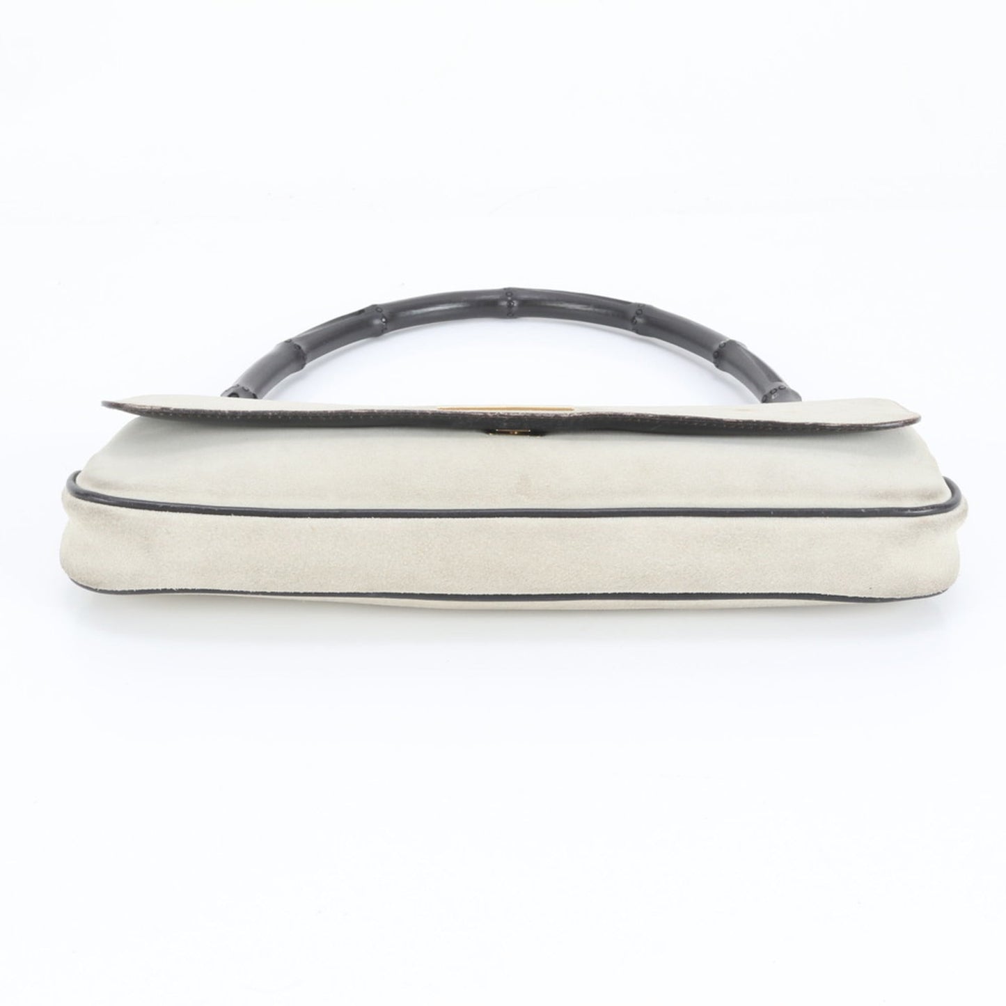 Gucci Bamboo 001-4047 Leather Shoulder Bag, Gray, Women's