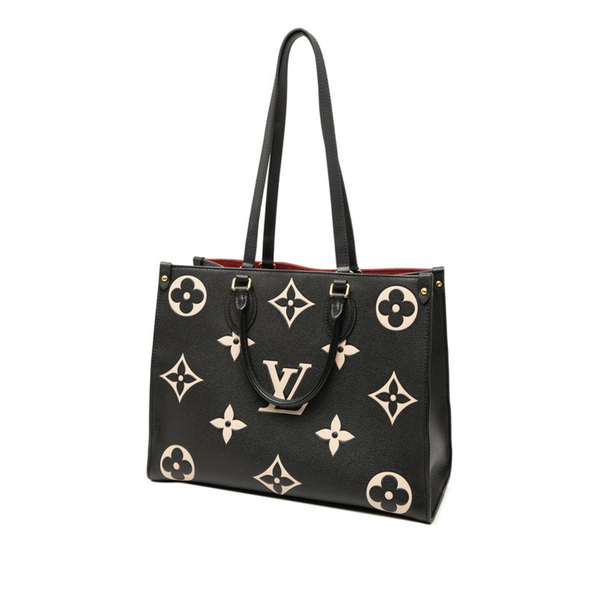 Louis Vuitton Two-Tone Monogram Empreinte On-the-Go MM Tote Bag/Shoulder Bag M45495 Black/Beige Leather Women's LOUIS VUITTON