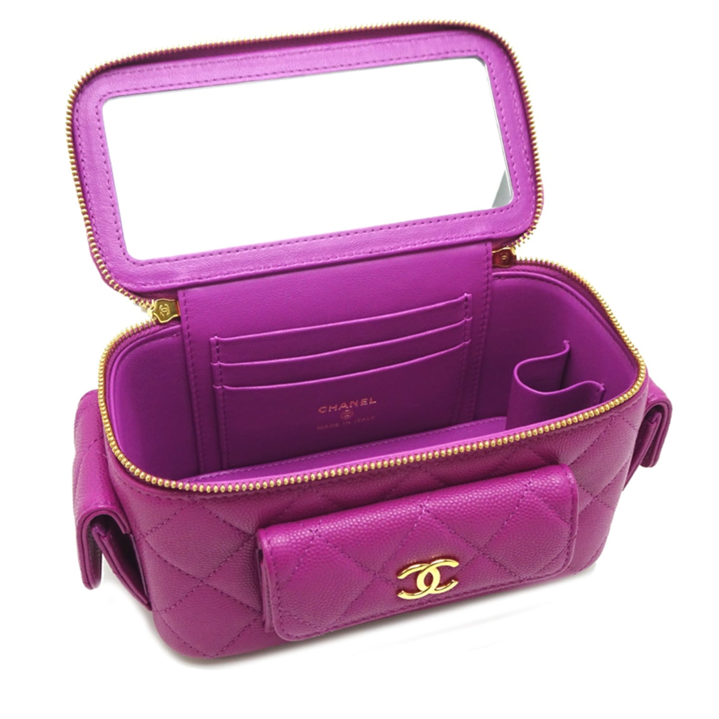 Chanel Vanity Case Women's Shoulder Bag AP3017 Caviar Leather Purple