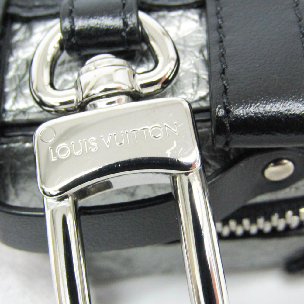 Louis Vuitton Leather Handbag Charm Silver,Black Pochette Soft Trunk Backpack M01392 — Like New