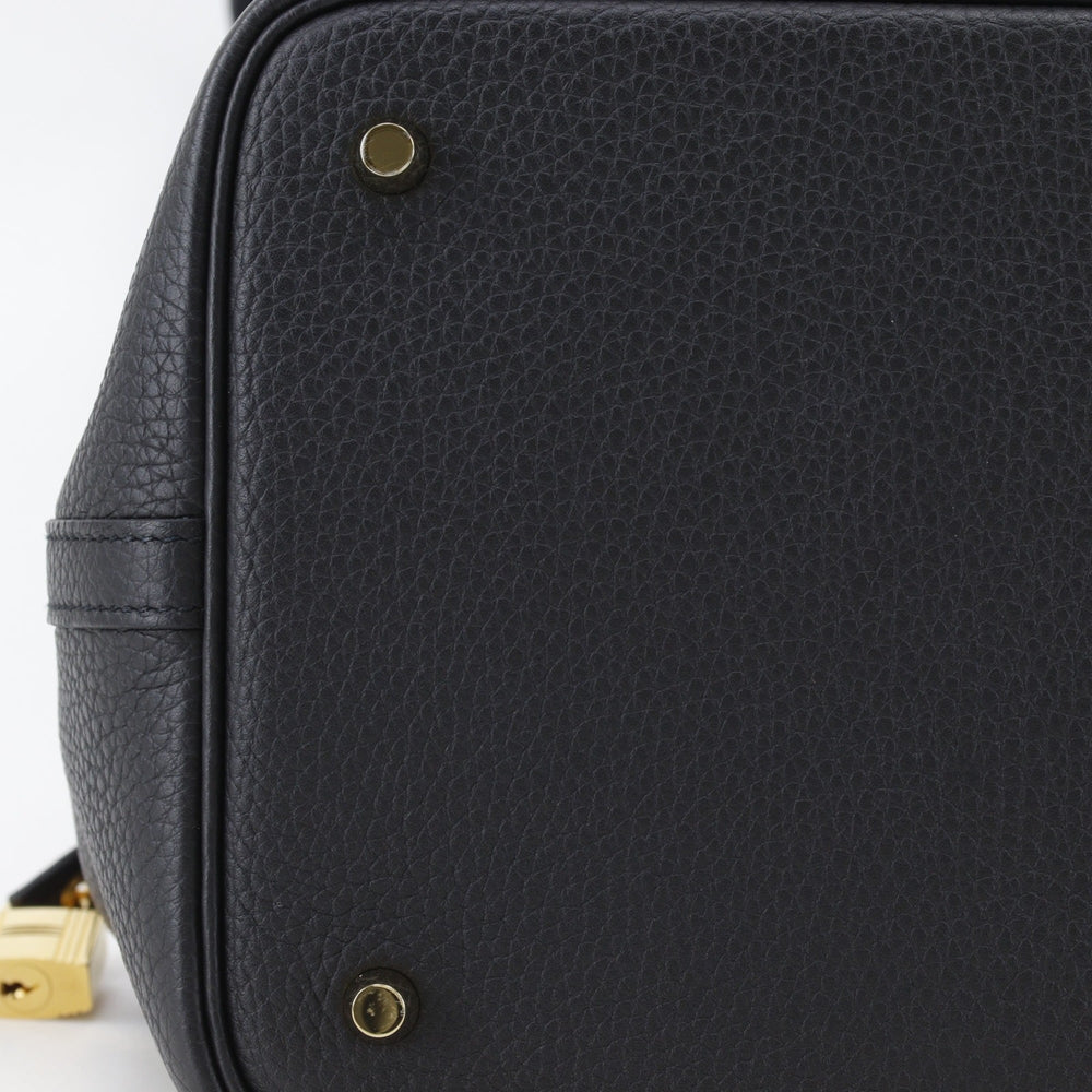 Hermes Picotin Lock 22 MM Handbag, Taurillon Clemence Leather, 2022 Model, Black, U-shaped Belt Buckle, Women's — Like New