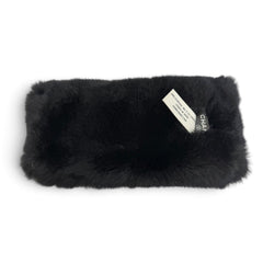 CHANEL Coco Mark Rabbit Fur Wristband Bangle Bracelet Black White Made in France Women's — Like New