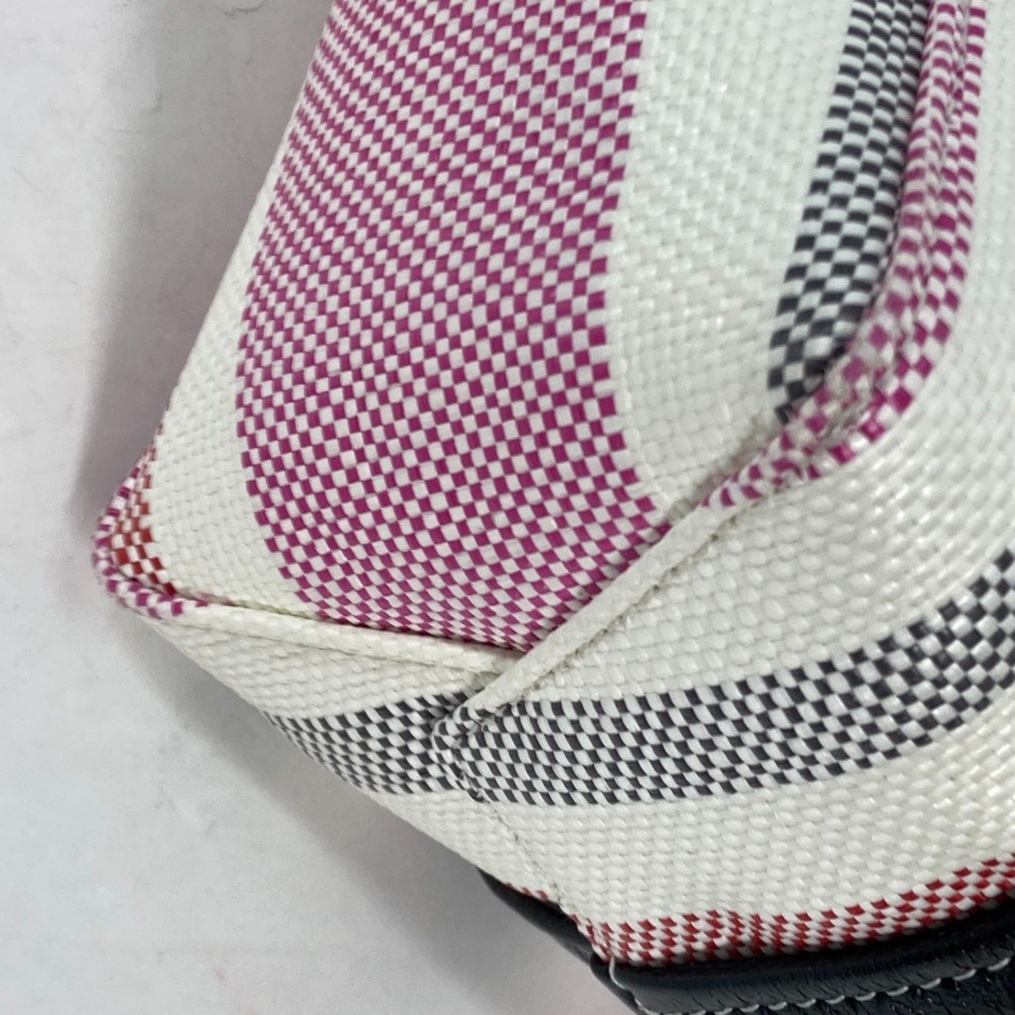 Balenciaga 671404 stripe 2WAY Shoulder Bag Crossbody Tote Bag Hand Bag pink Black x White — Like New