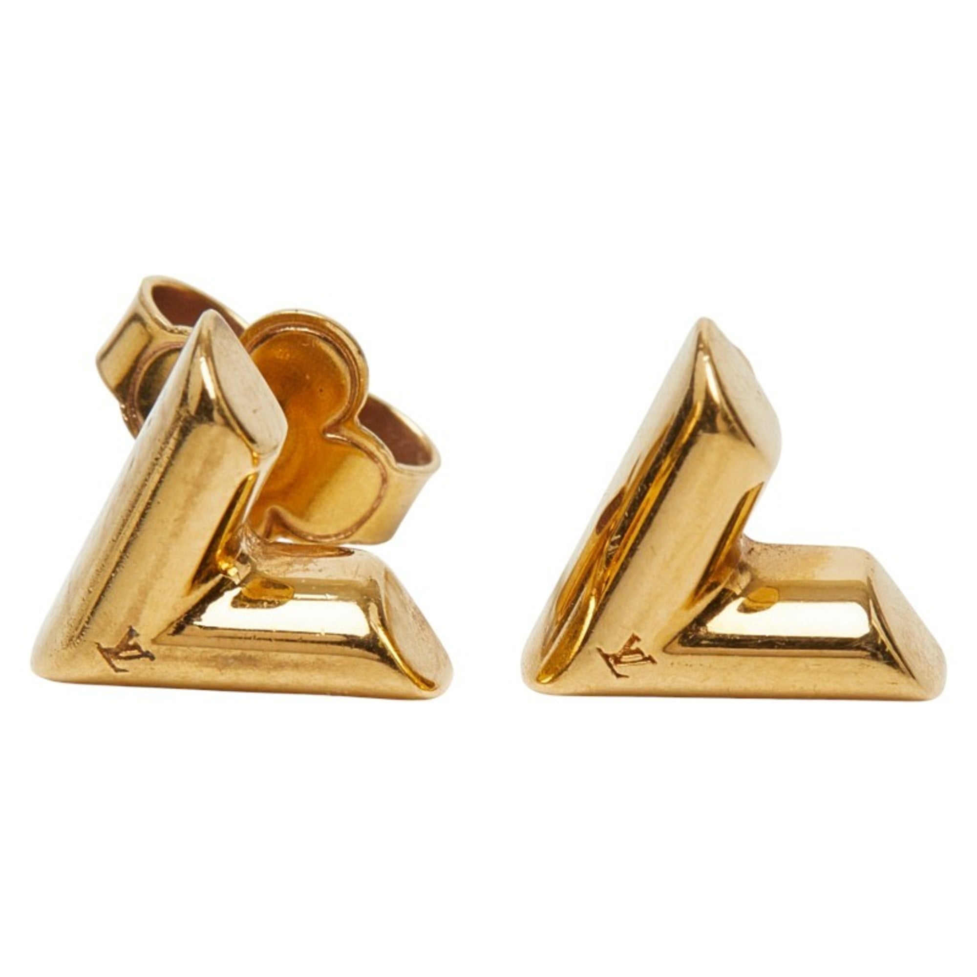 Louis Vuitton Essential V Stud Earrings M68153 Gold Plated Women's LOUIS VUITTON