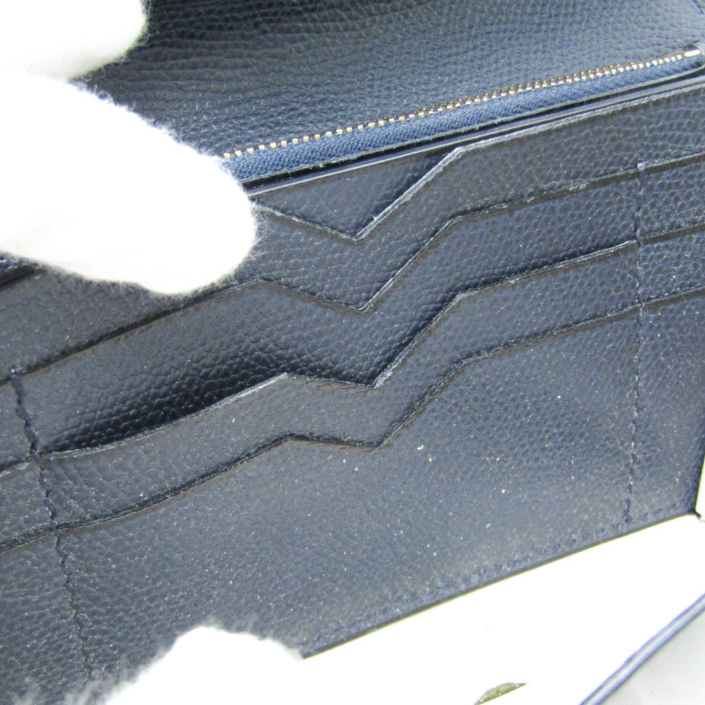 Valextra Punch Long Wallet With Coin Purse/3 Cards V9U14 Men,Women  Calfskin Long Wallet (bi-fold) Navy