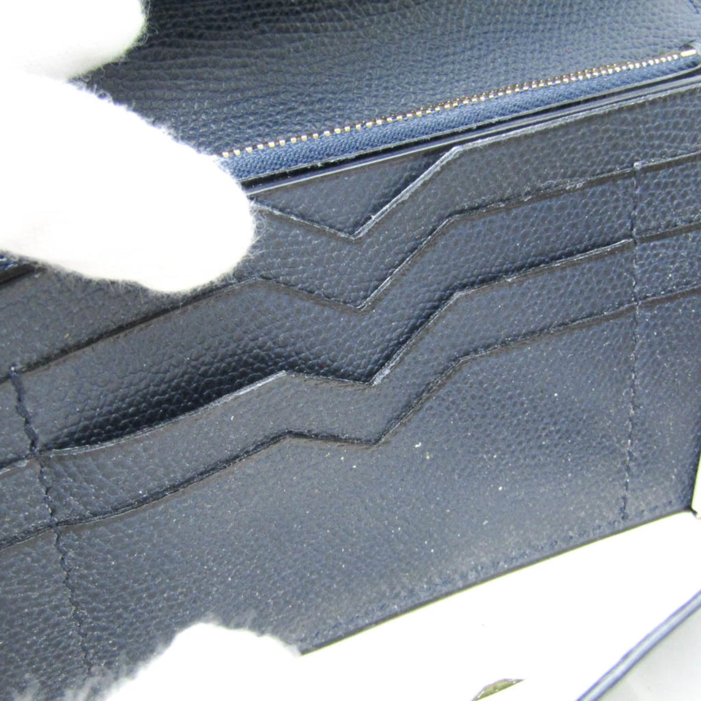 Valextra Punch Long Wallet With Coin Purse/3 Cards V9U14 Men,Women  Calfskin Long Wallet (bi-fold) Navy