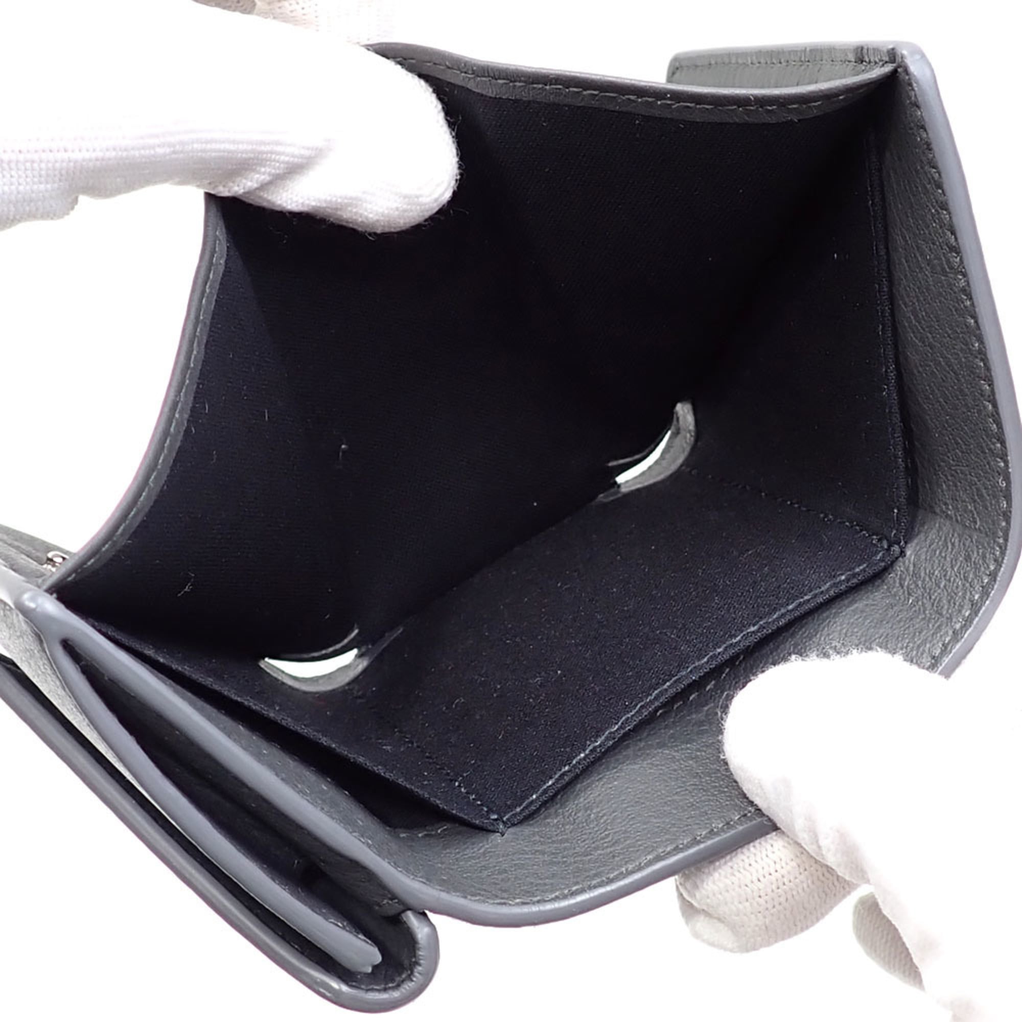 Balenciaga Paper Mini Wallet, Women's, Gray Leather, Tri-fold 391446