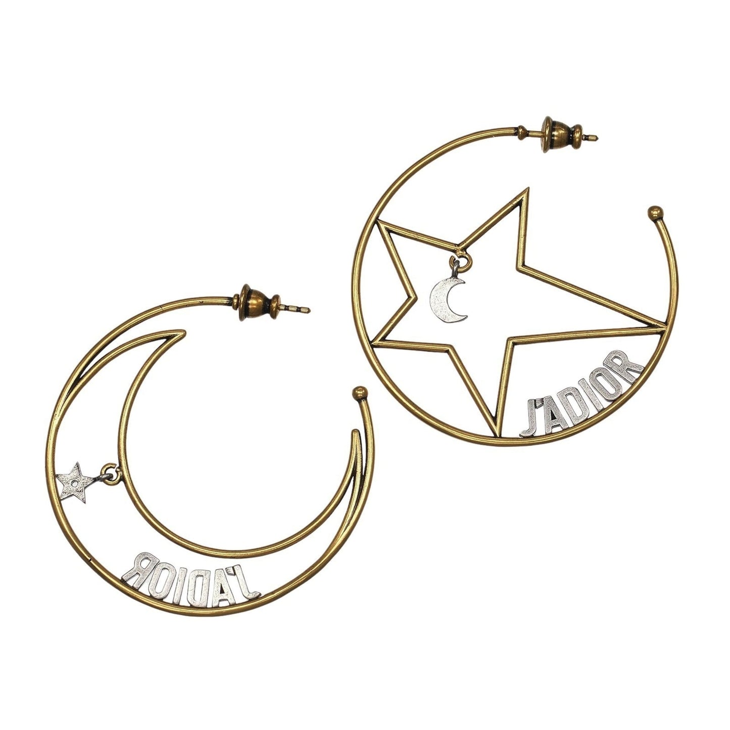 Christian Dior Dior J'ADIOR Moon & Star Hoop Earrings, Gold Plated, Approx. 7.5g, J'Adore,