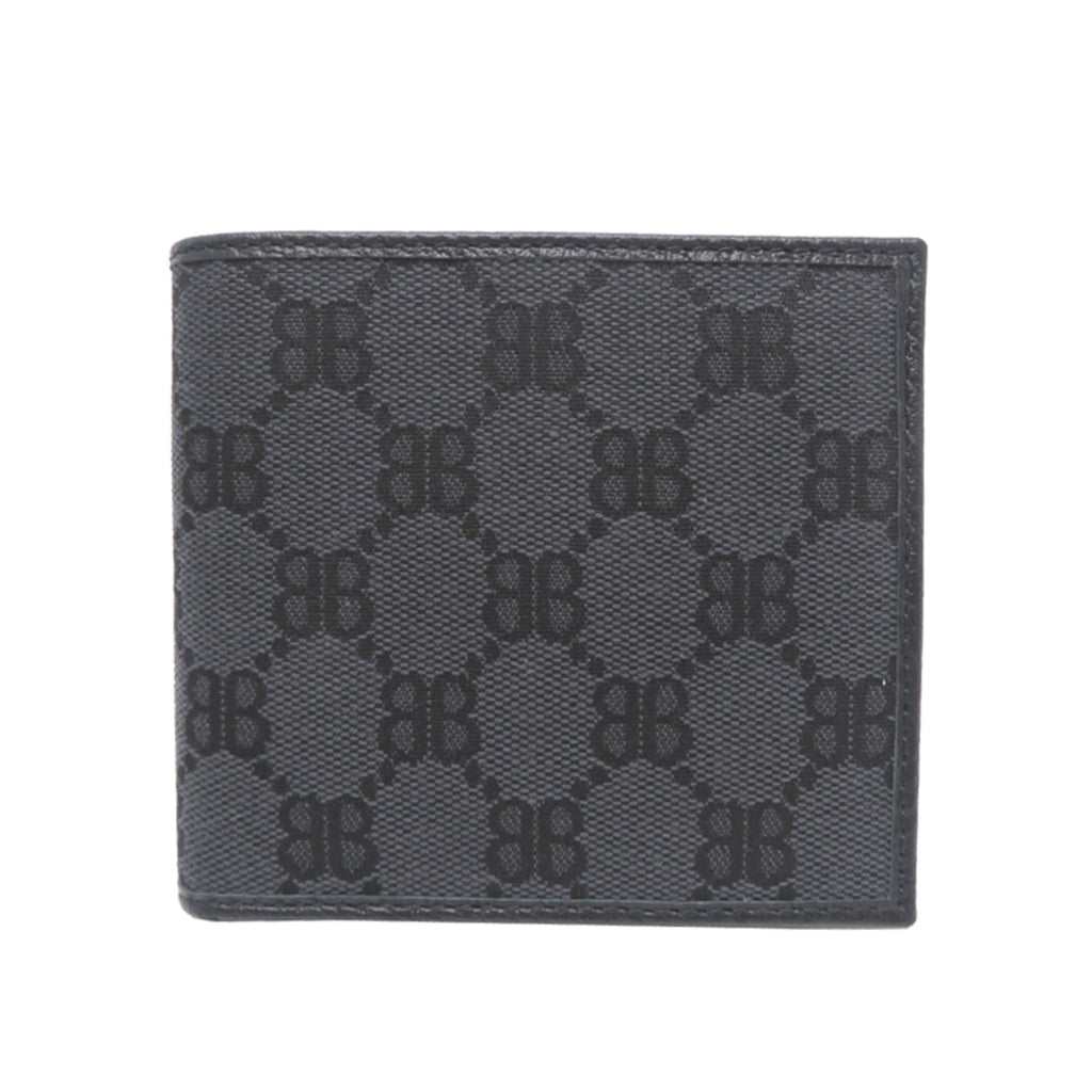 Balenciaga x Gucci The Hacker Project Men's Bifold Wallet 680430 Canvas Black