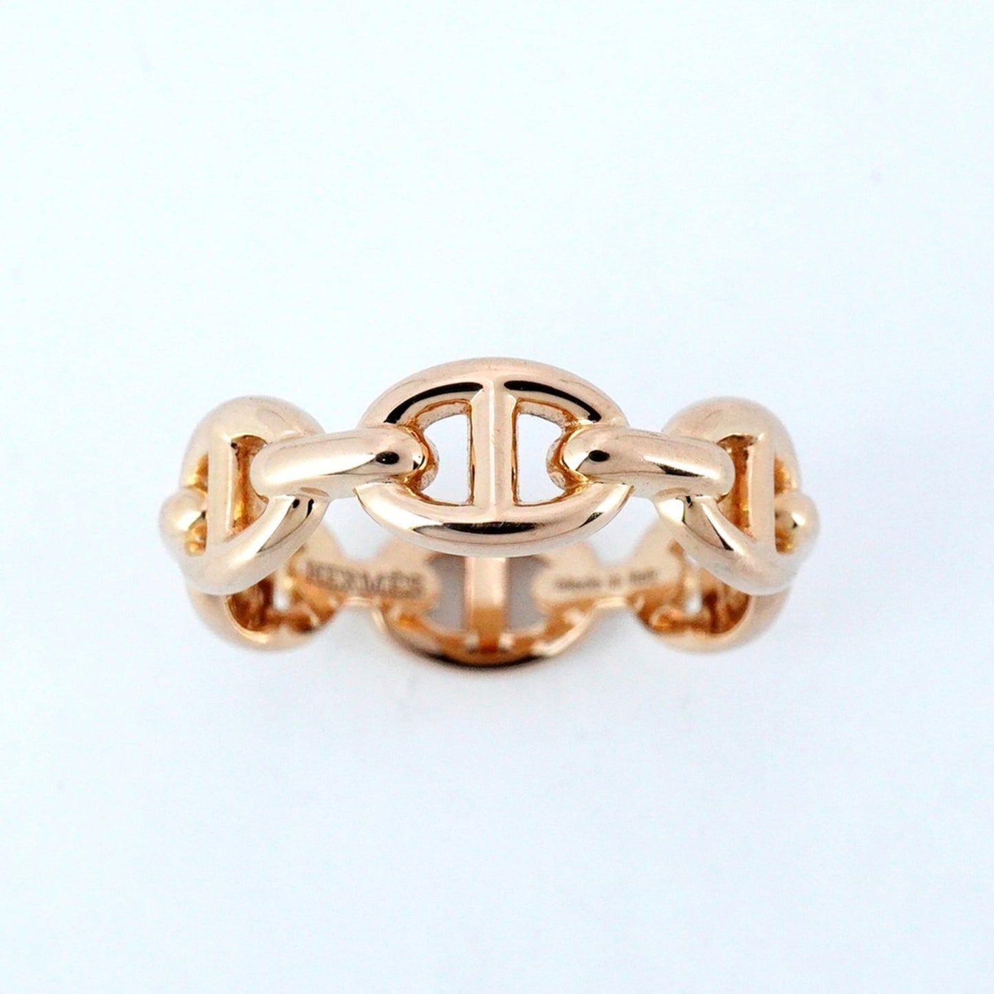 Hermes Hermès Enchaine Chaine d'Ancre Ring, 18KPG Pink Gold, #50, Women's