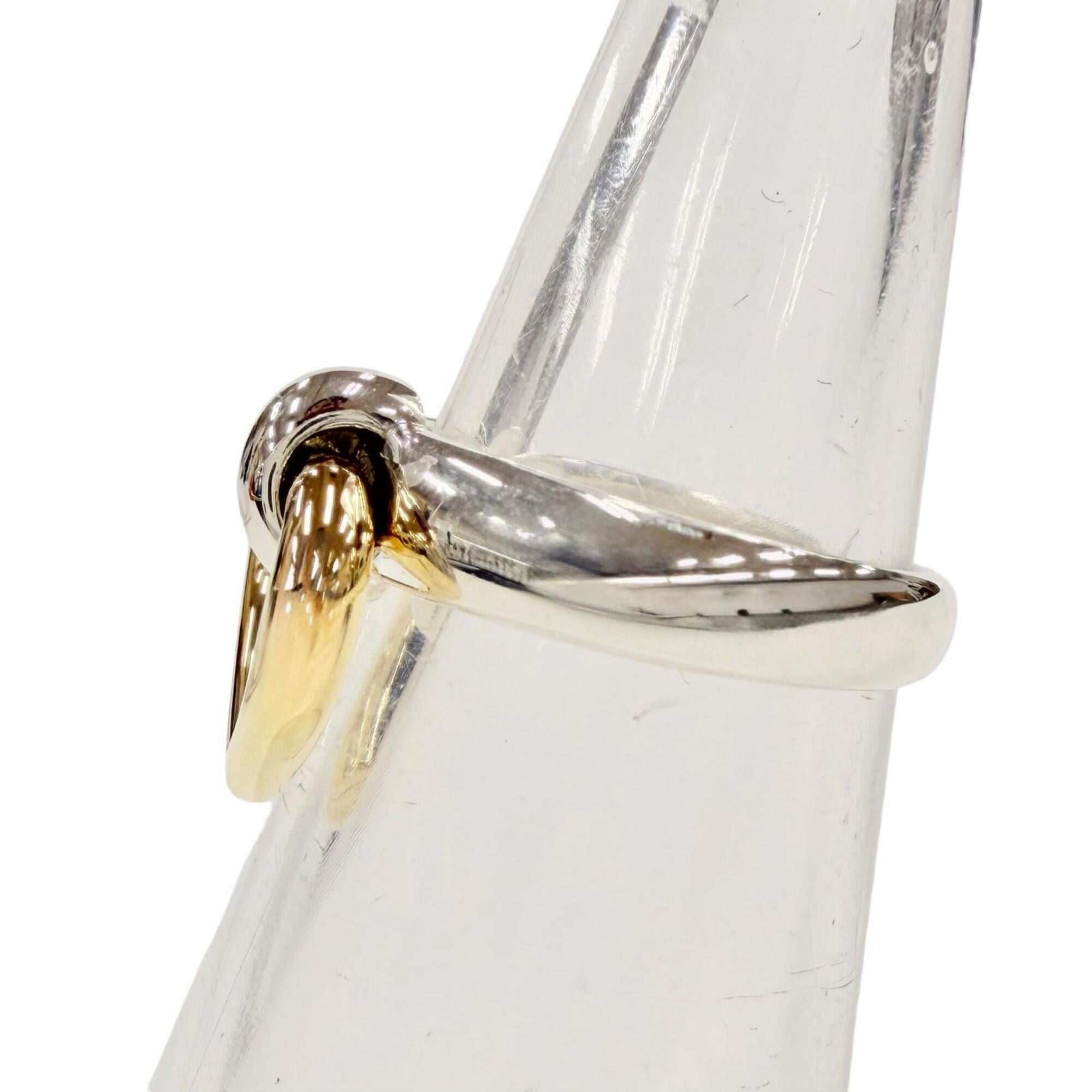 HERMES Heart Knock Ring, 925/750 Combination, Silver/Gold, Size 50, Weight 4.7g, Women's, Comes with Box and Case — Like New