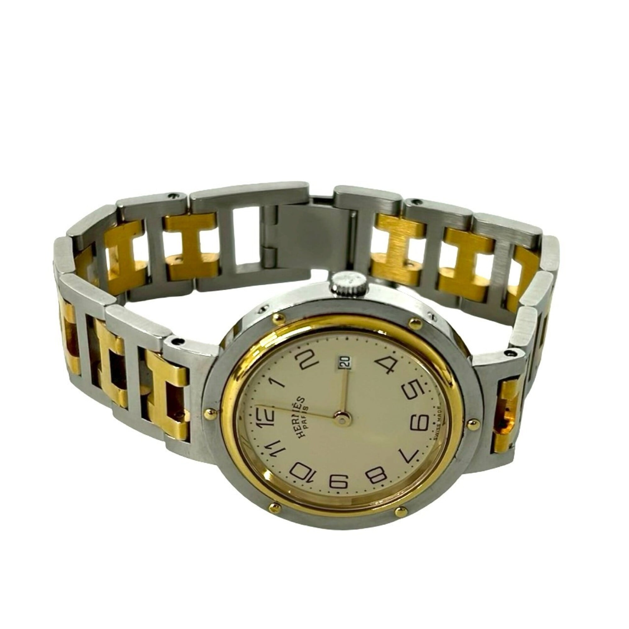 HERMES Clipper Stainless Steel GP Quartz Wristwatch, Silver, 32943 — Good